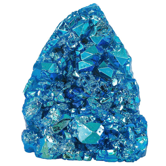 Nupuyai 2.17"-4.13" Titanium Coated Quartz Crytsal Cluster Decor for Home Office Irregular Stone Geode Specimen for Energy Protection, Blue