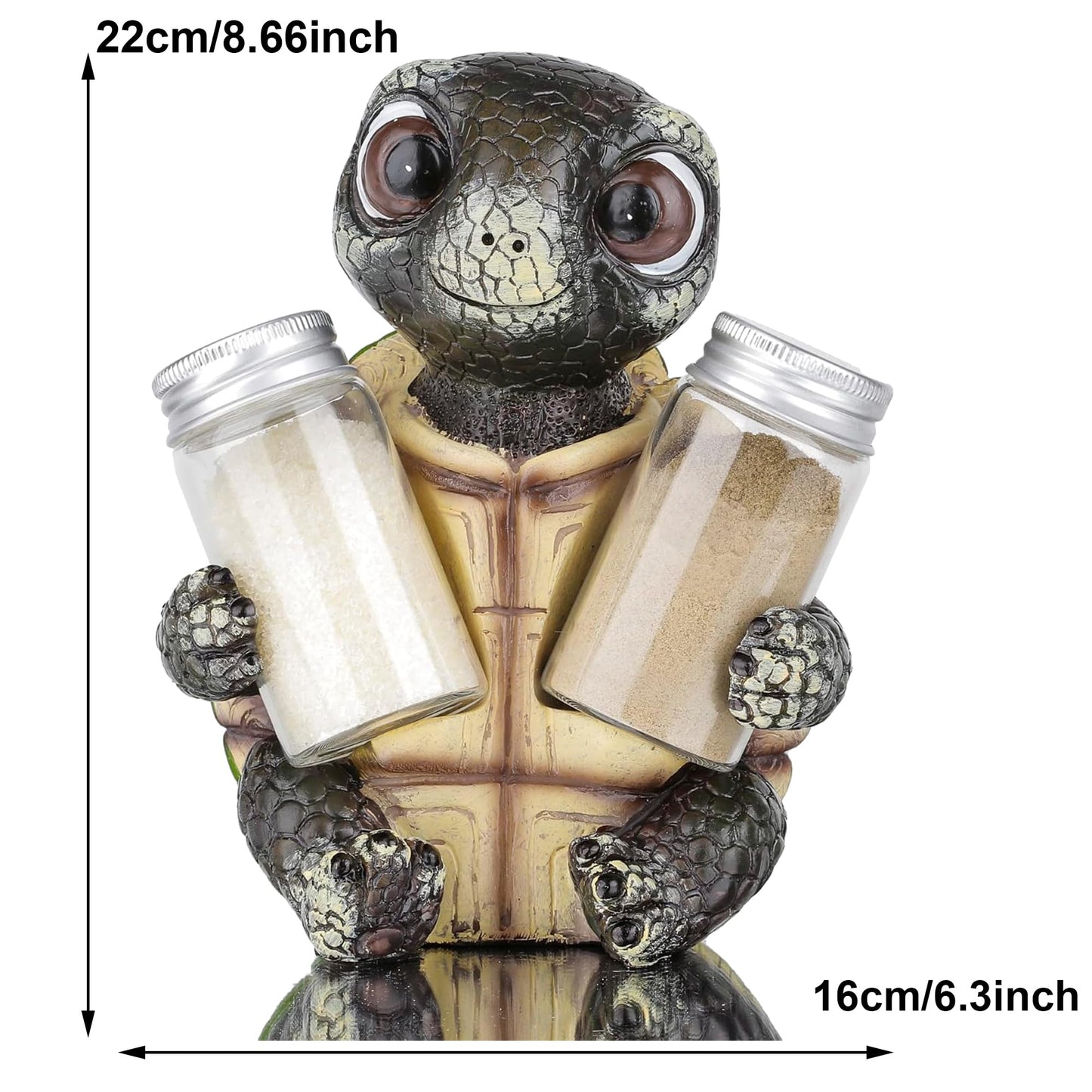 Cute Sea Turtle Salt and Pepper Shaker Holder with Glass Jars – Nautical Resin Spice Caddy for Kitchen Table & Coastal Decor, Cute Farmhouse Kitchen Decor Accent