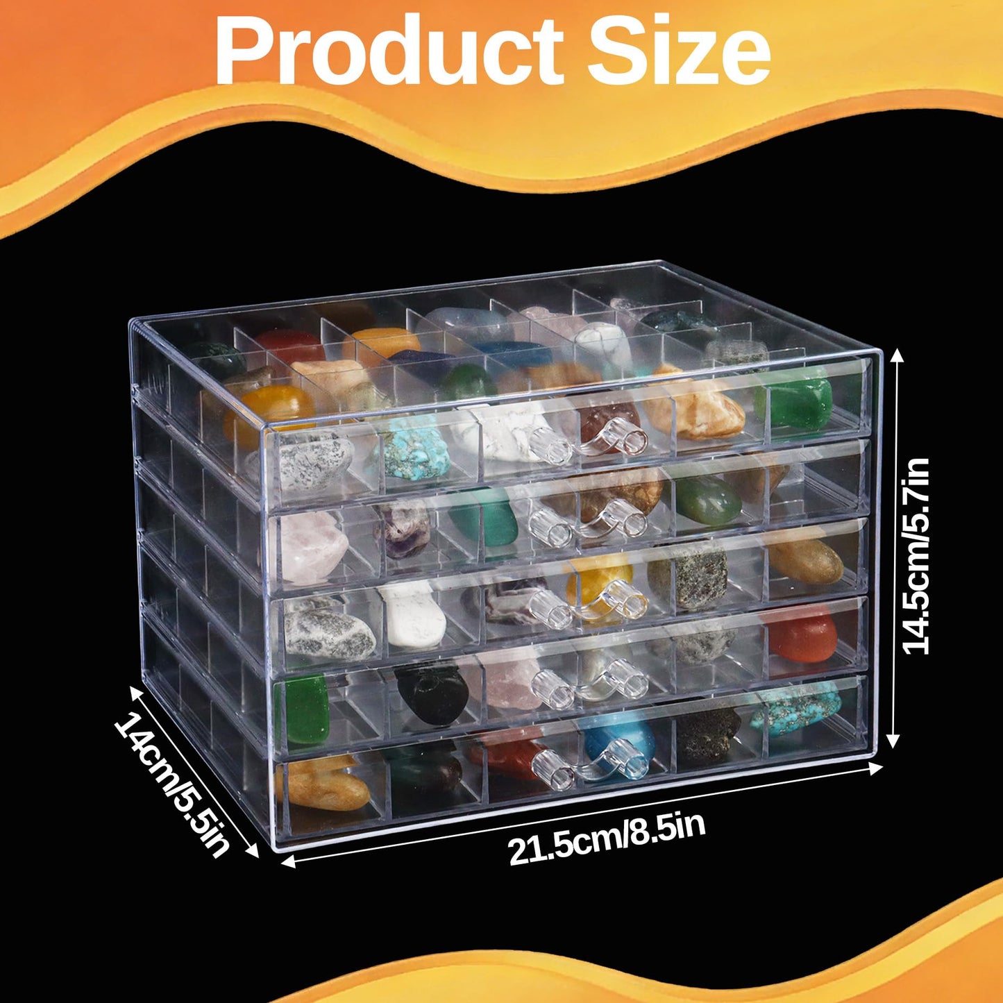 Legrape Rock Collection Box for Kids, 120 Grid Rock Collection Display Case, Clear Rock Storage Box for Gemstones Fossils Minerals