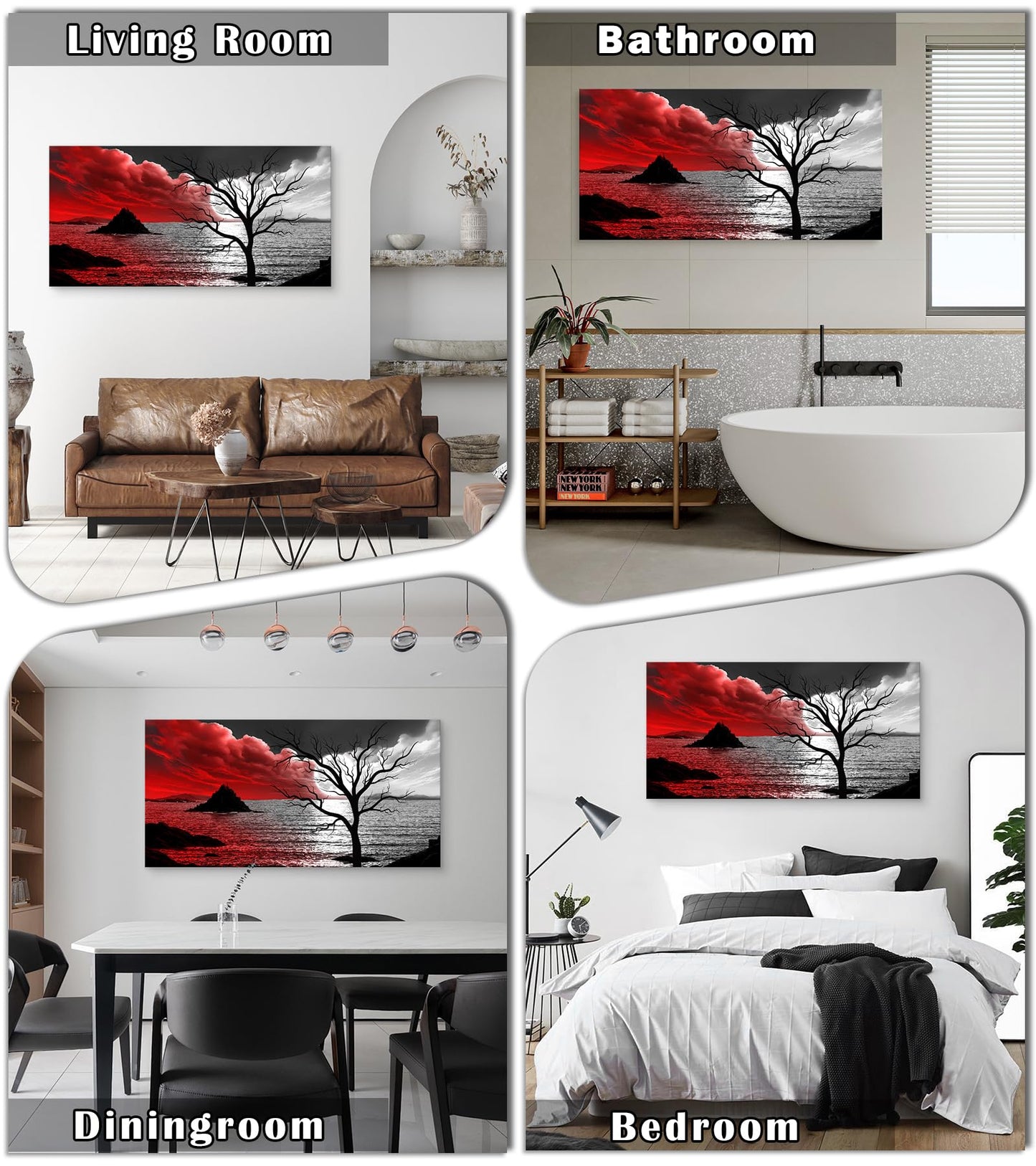 Baisuwallart B0350 The Cloud Tree 1 Panels Modern Giclee Canvas Prints Artwork Abstract Seascape Paintings Reproduction Sea Beach Pictures Printed on Canvas Wall Art for Home Decorations Wall Decor