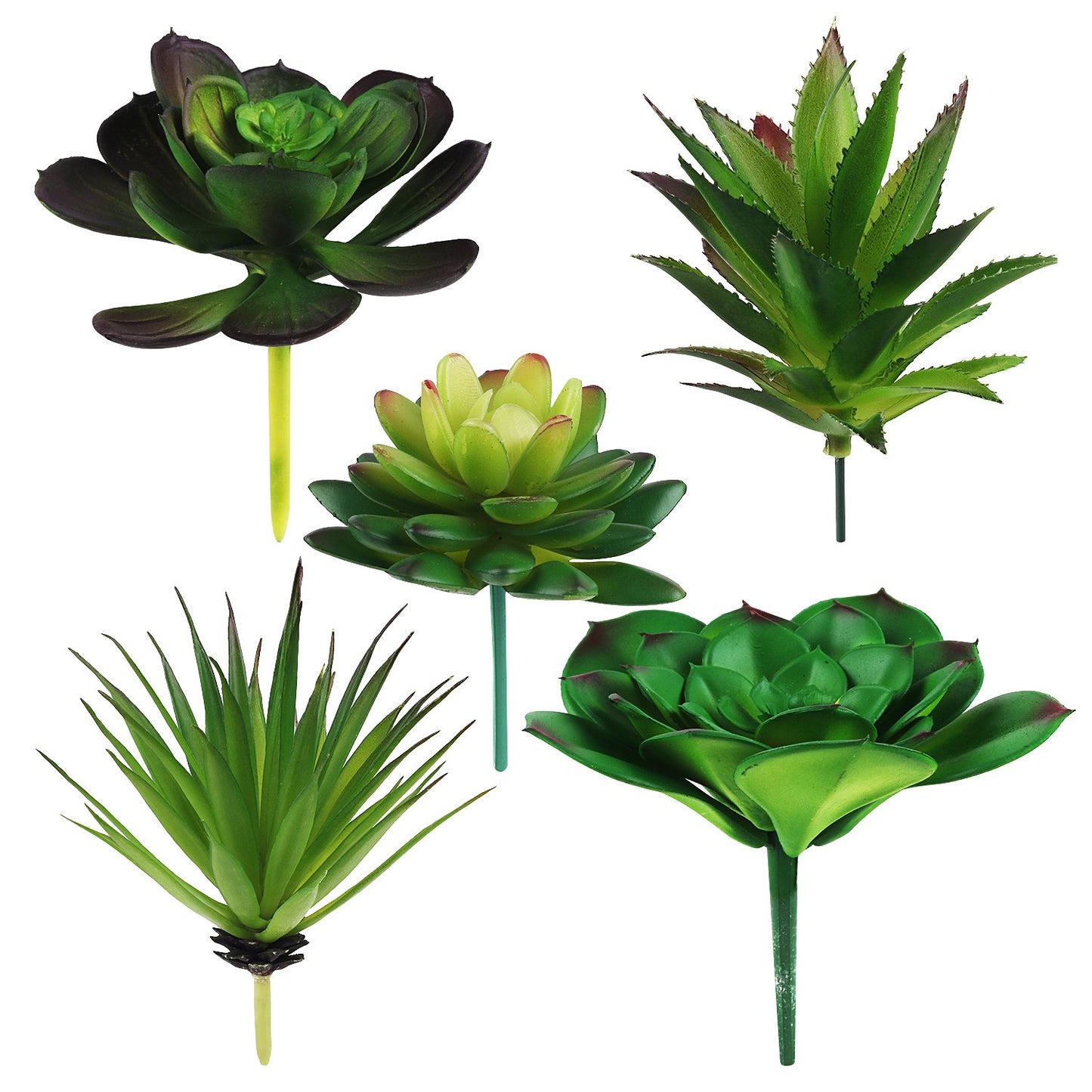 Hecaty 5 Pcs Faux Succulents Set, Realistic Fake Succulents, Artificial Hanging Ornaments Fleshed Plant Textured for Home Garden Wedding Party Spring Decoration (Green)