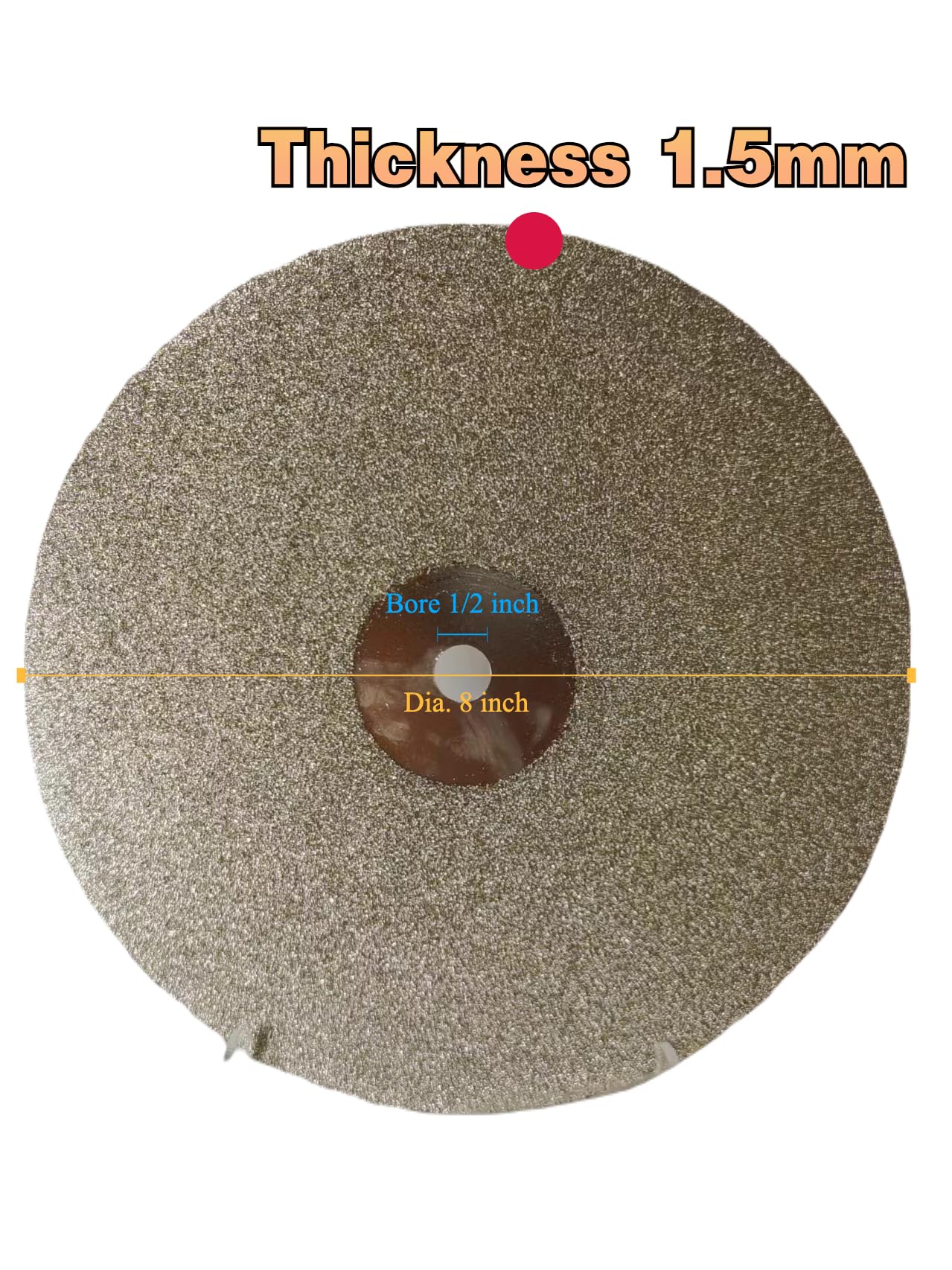 Diamond Flat Lap Disc, 8 Inch, 320 Grit, 1/2 Inch Arbor, for Gemstone Glass Ceramics Grinding Polishing (320 Grit)