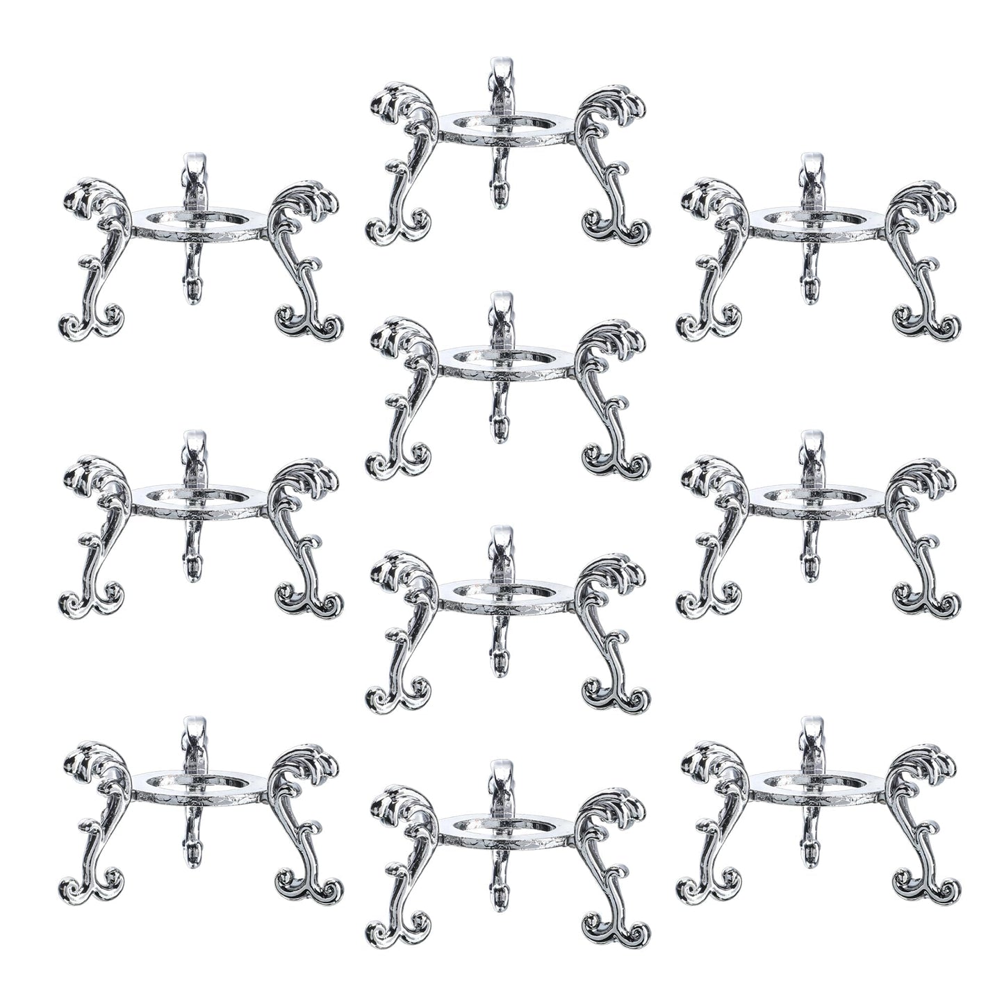 ZEERSHEE 10Pcs Silver Crystal Ball Base Display Stand Decorative Egg Stand Sphere Display Holder for Displaying 40-80mm Sphere,Globe,Balls,Egg
