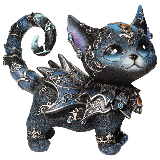 SACOJUCHY Mystical Colorful Cat Statue Elegant Silver Accented Kitten Sculpture Intricate Gothic Home Decor Enchanting Figurine for Cat Lovers, Witchy Aesthetic, & Unique Gifts