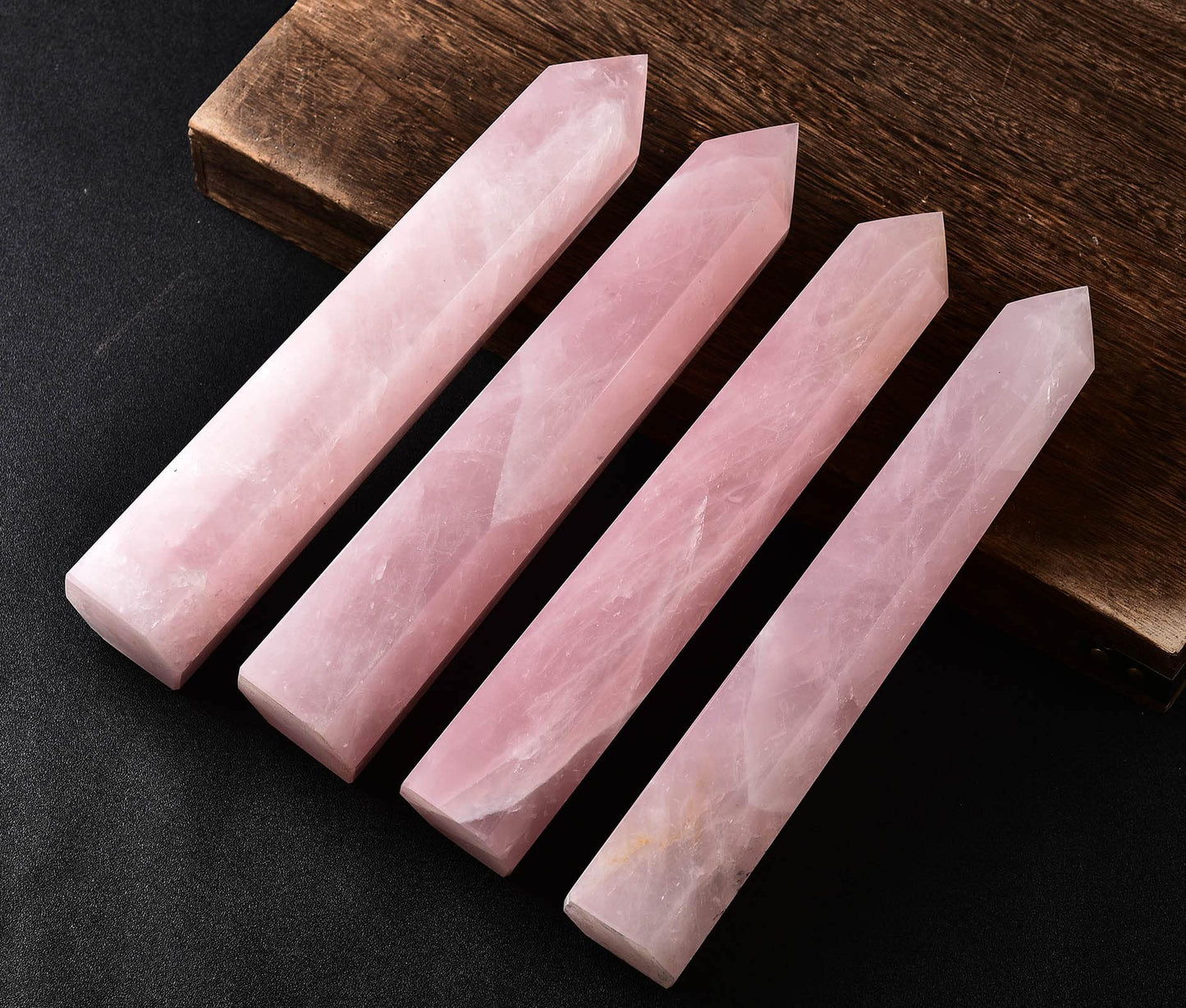 AMOYSTONE Extra Large Healing Crystal Obelisk Tower Rose Quartz Point Wand Crystal Decor Reiki Gifts for Bignners 1.7-2.2 LBS
