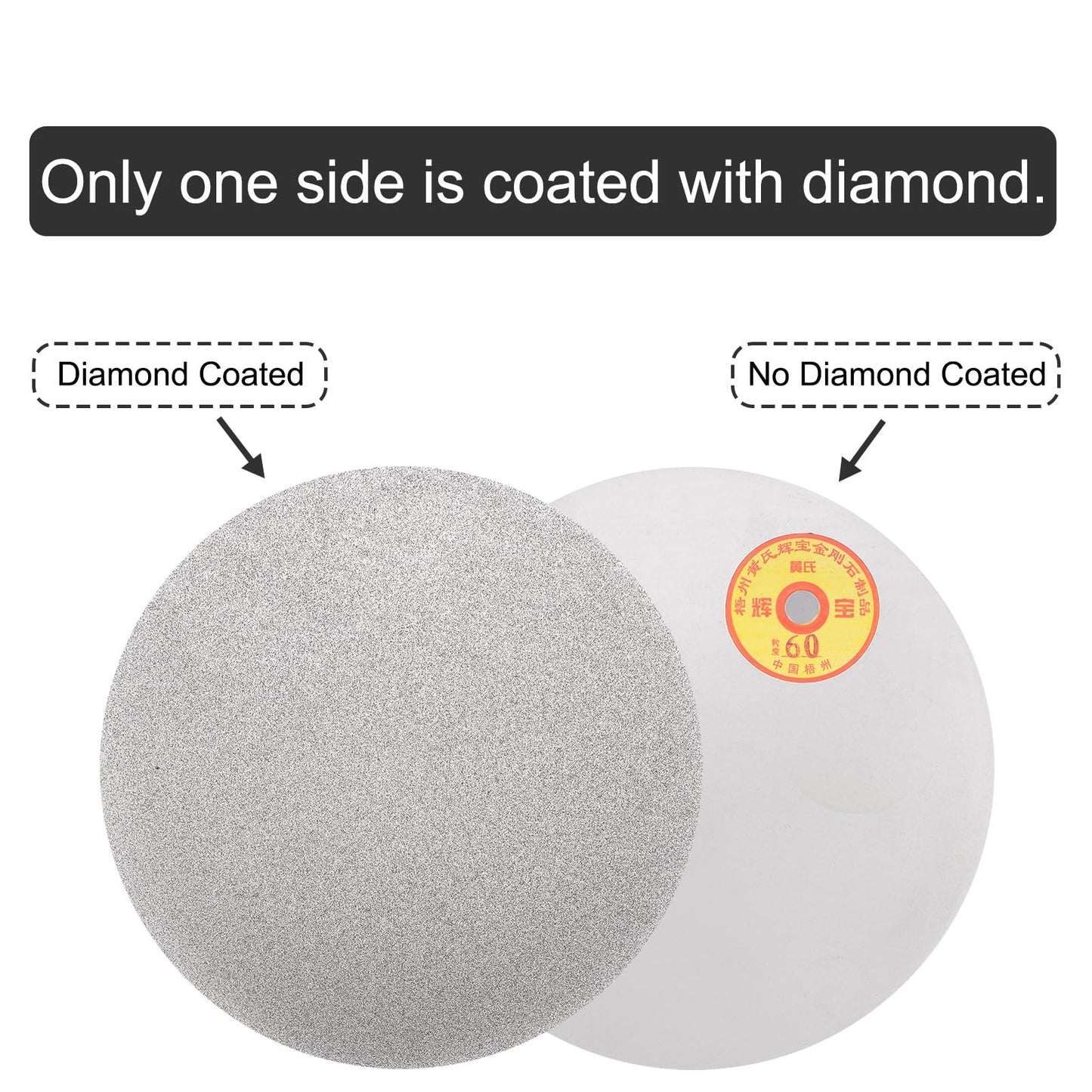 uxcell Diamond Sanding Grinding Disc, 8-Inch (200mm) Grit 60 No Center Hole, Flat Lap Disk Polishing Discs Abrasive Wheel for Gemstone Tile Porcelain Glass Stone Metal