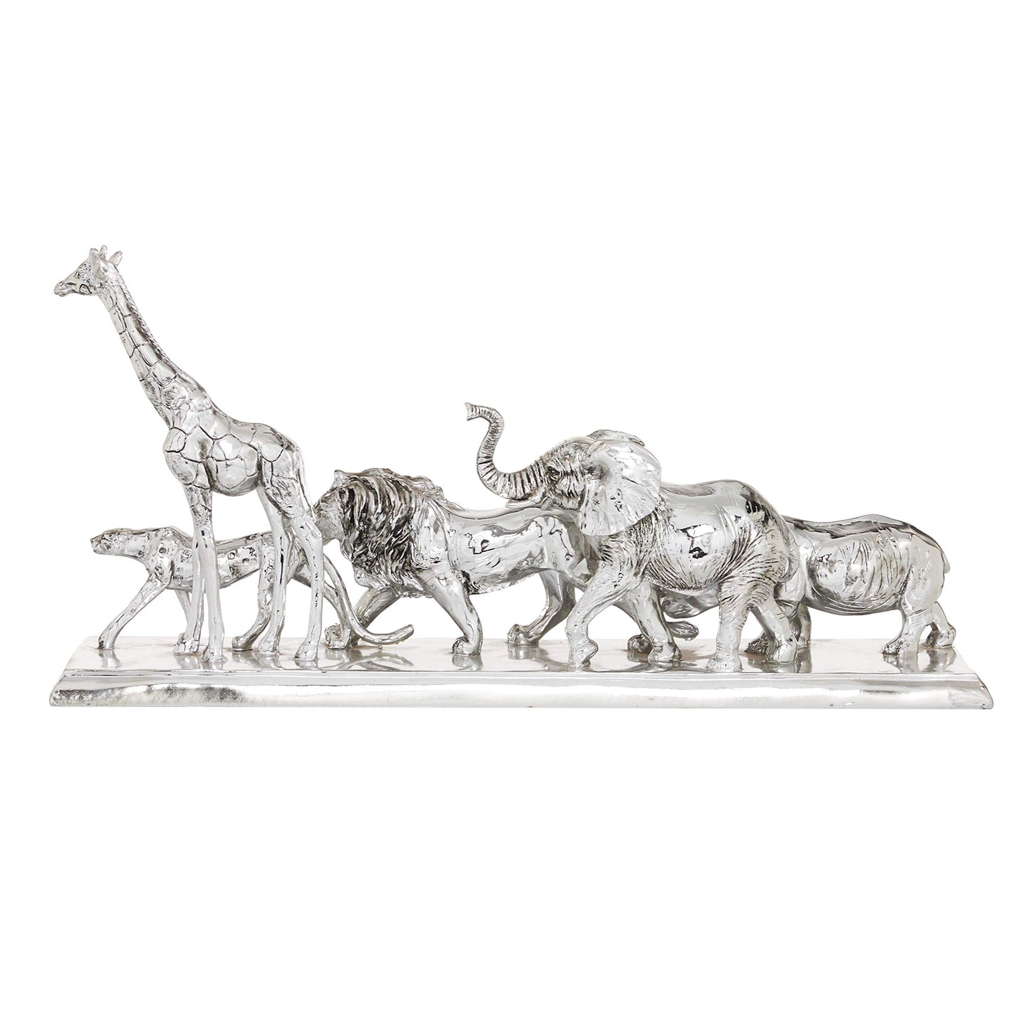 Deco 79 Polystone Safari animals Sculpture, 27" x 6" x 13", Silver