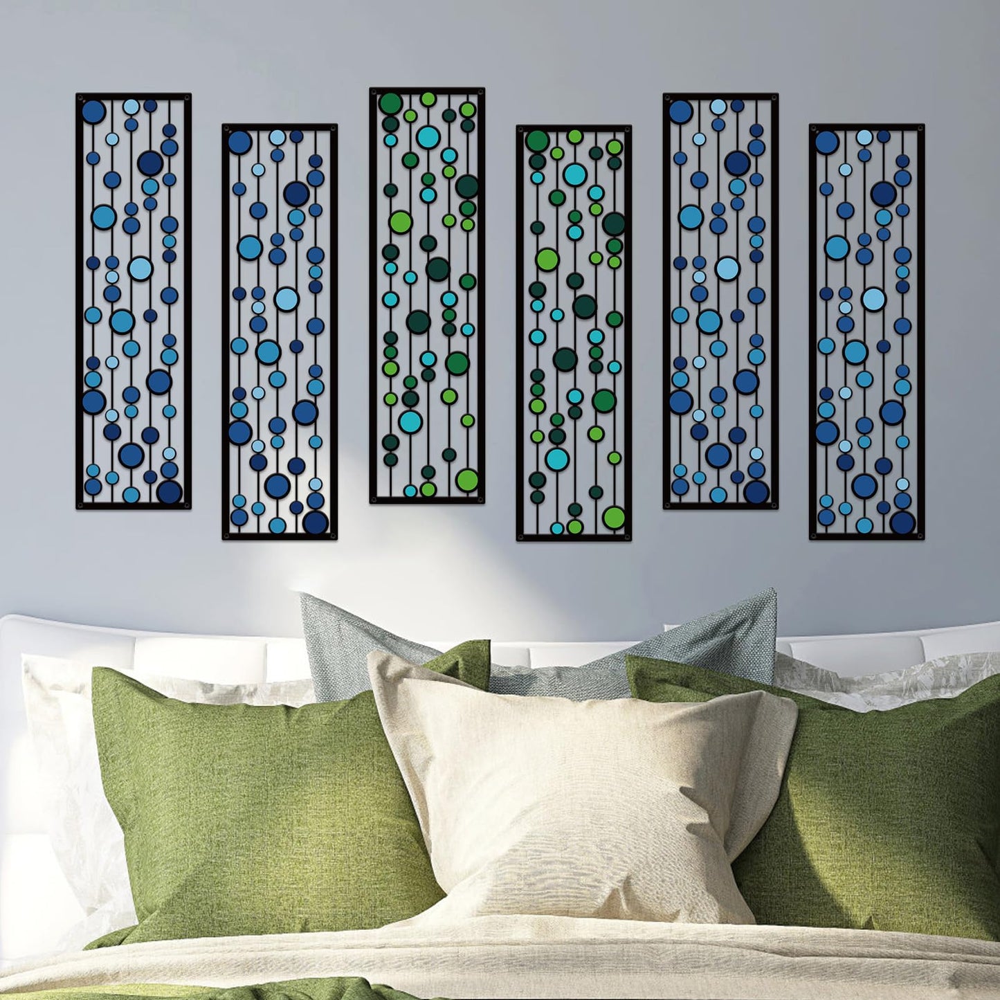 ShxTrade Geometric Metal Wall Decor, Modern Minimalist Geometric Wall Art 3D Abstract for Living Room Metal Wall Sculpture Hanging for Home Bedroom Office (Blue)