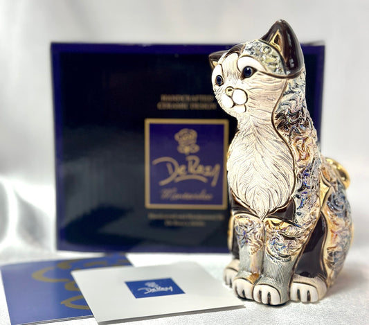Handmade Sculpted Ceramic Calico Cat Sitting Figurine - Art - Decor - Gift