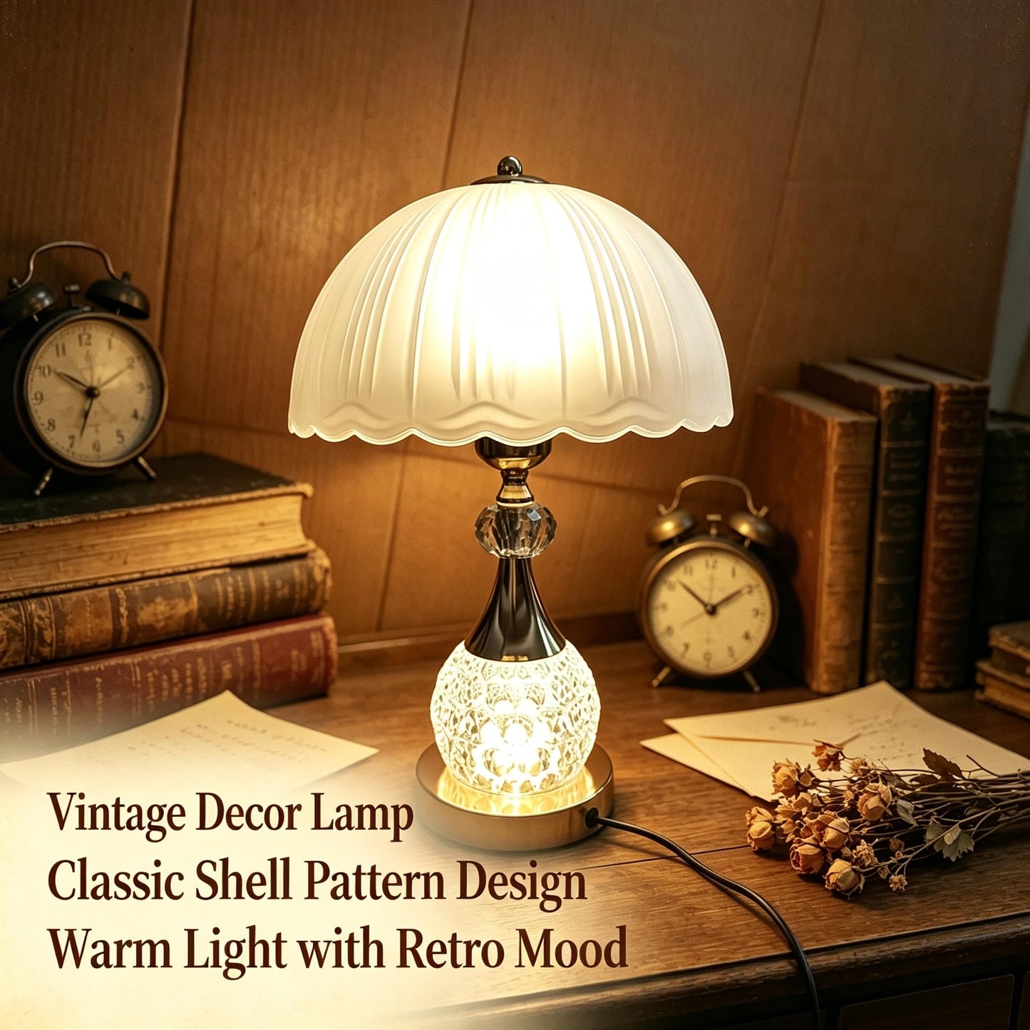 xiaojuande Crystal Table Lamp, Gold Glass with White Lampshade