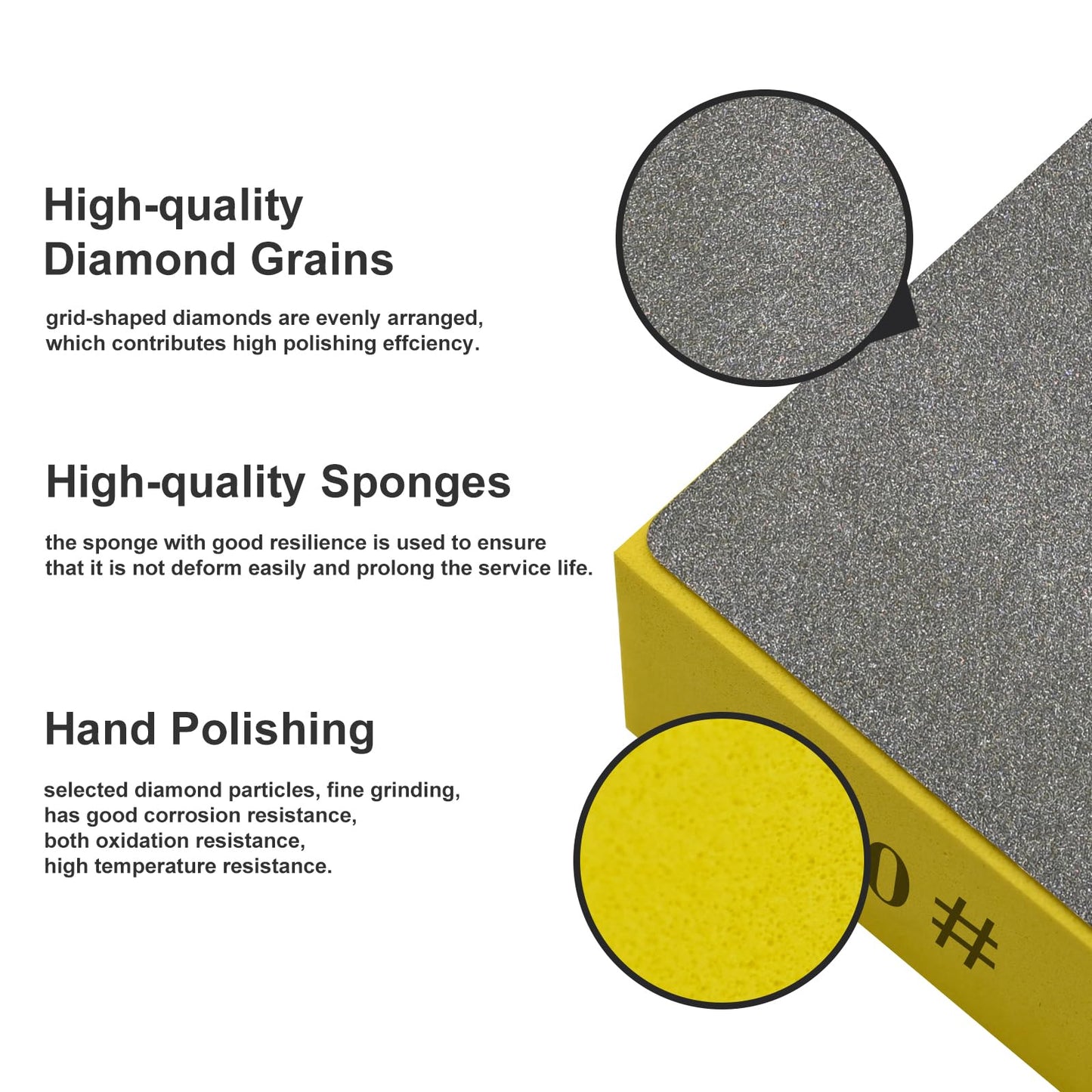 4pcs Diamond Hand Polishing Pads, Diamond Sanding Pads 60#,100#,200#,400# for Ceramic Tile Glass Grinding,Plane Sanding Blocks Polishing