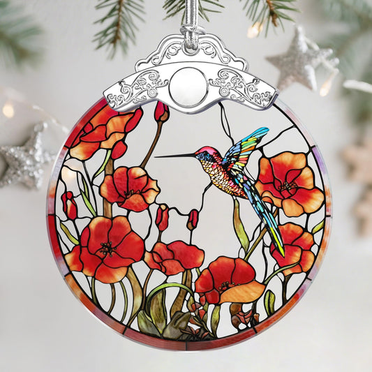 Christmas Ornaments: Stained Glass Ornament, Christmas Tree Ornament, Hanging Ornaments for Home Decor & Xmas Tree Decorations – Exquisite Holiday Decor,Gifts & Holiday Present - Hummingbird