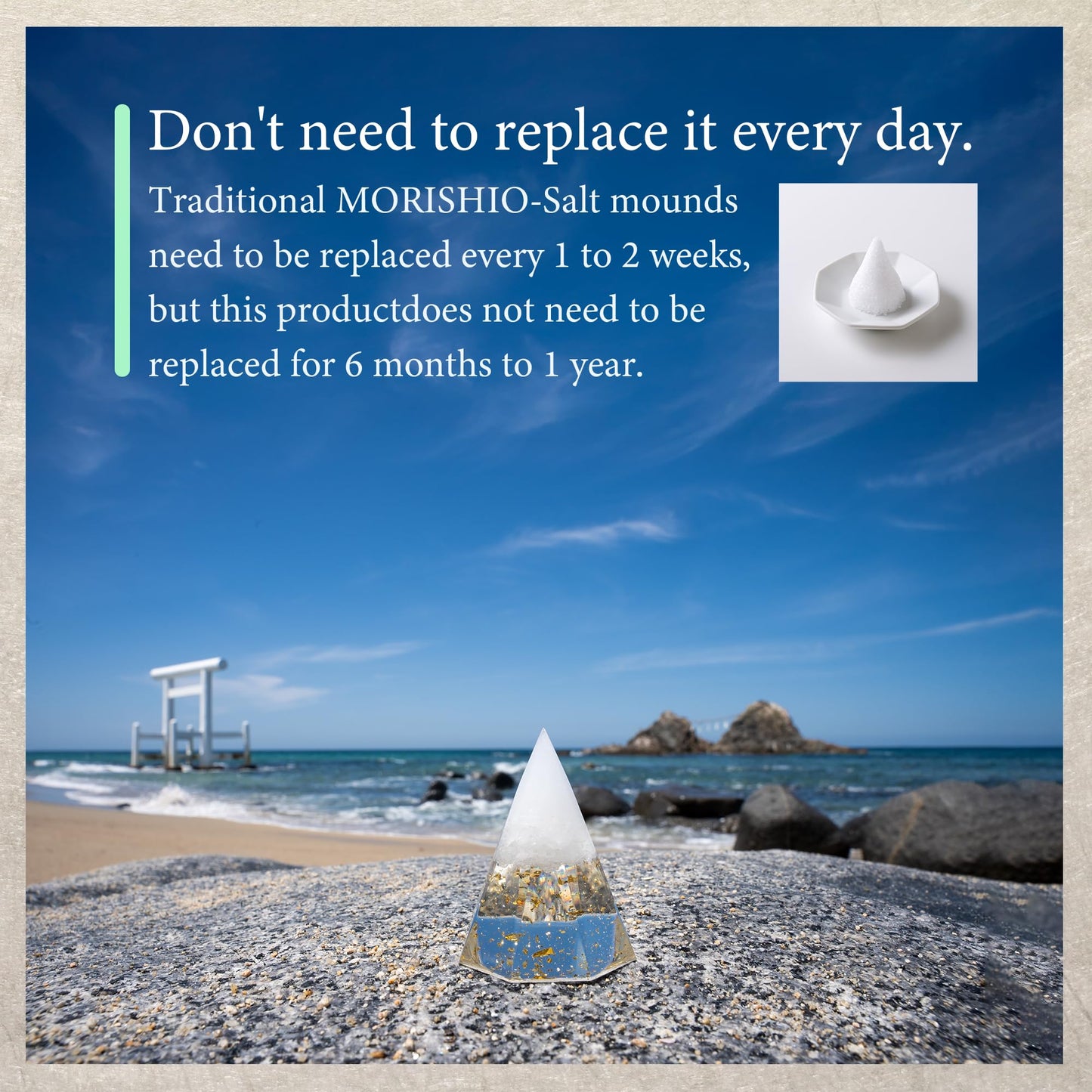 MORISHIO Japanese Orgone Pyramid, Salt purification zen lucky ornaments (Brilliant)