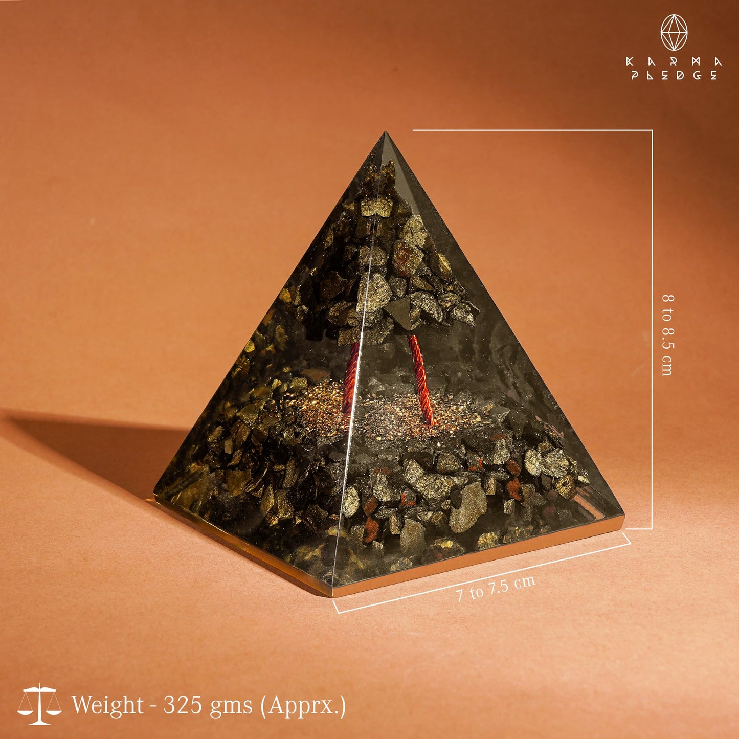 Chakra Healing Crystal Pyramid, Unique Birthday Gifts for Womens, Mom, Love One, Pyrite Tree of Life Orgonite Orgone Pyramid for Meditation, Balance, Positive Energy, Success, Office Décor