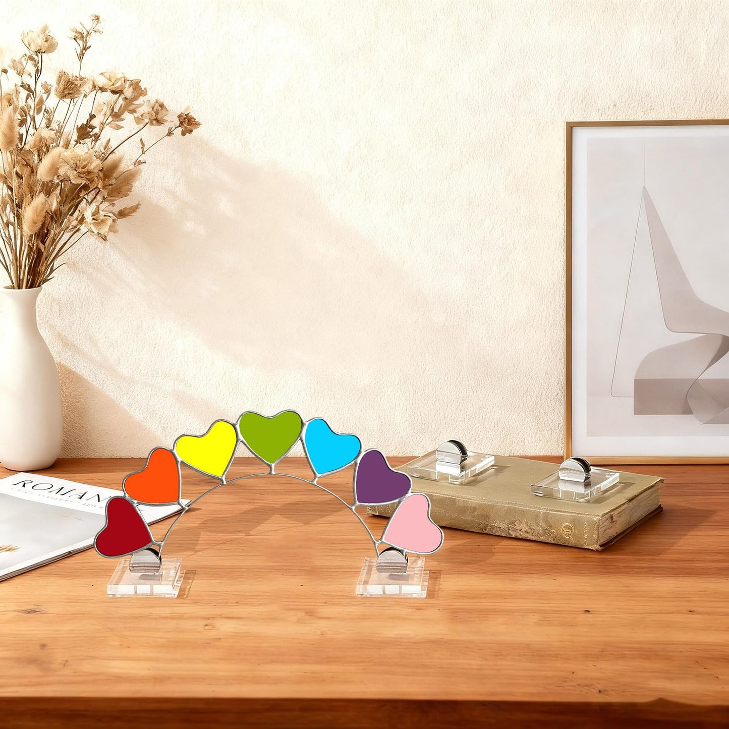 Kathfly 4 Pcs Mini Acrylic Adjustable Glass Display Stands Easel for Glass Art Creations Stained Ceramic Tiles Plaques for Picture Collectibles Office Trade Show Home