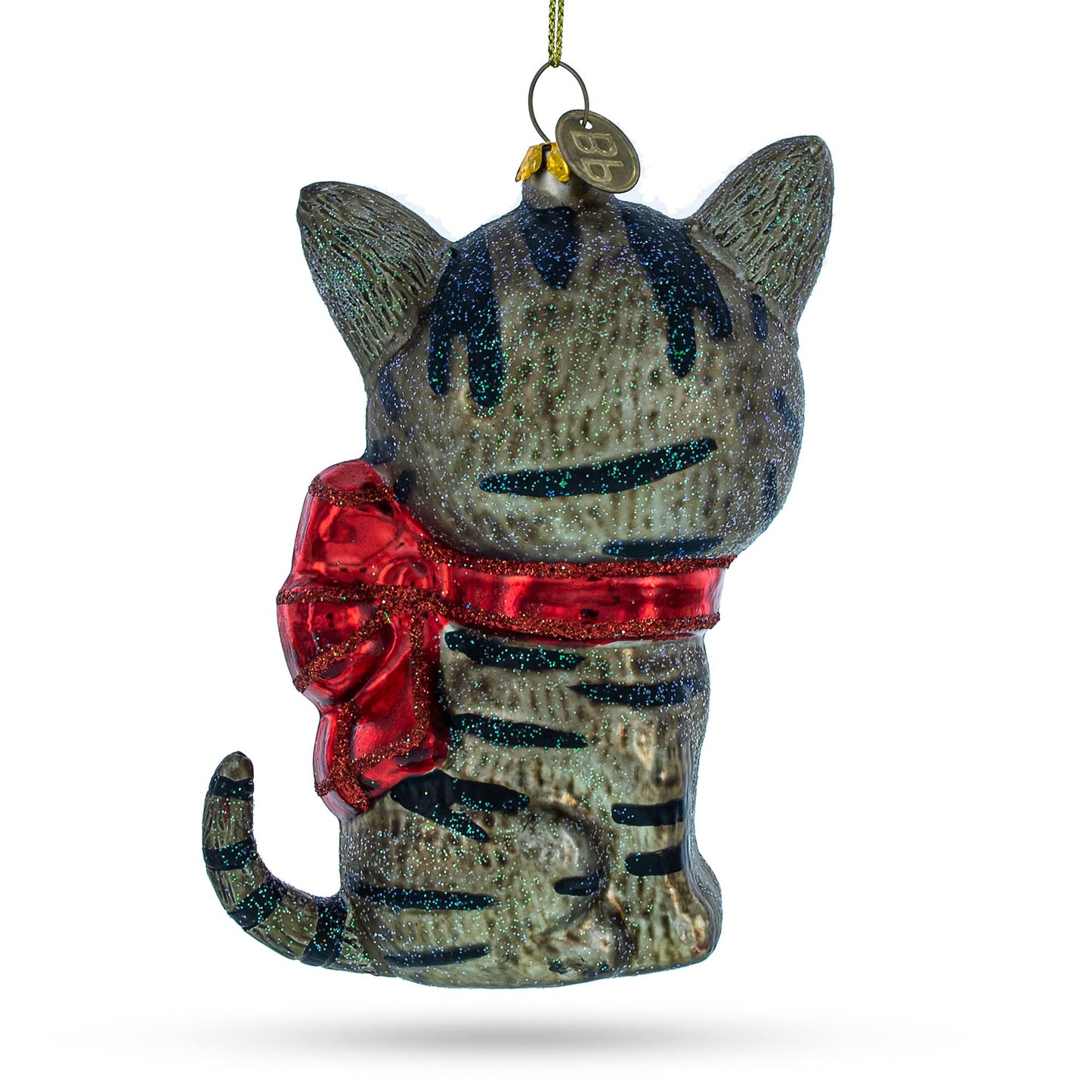 Blue-Eyed Cat Glass Christmas Ornament