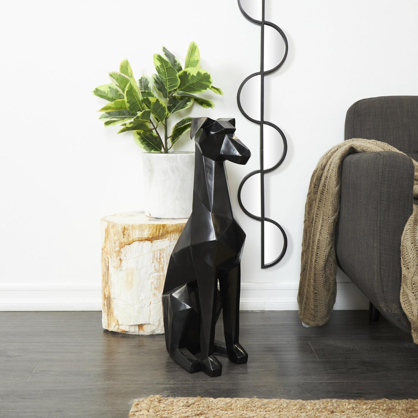 Deco 79 Polyresin Dog Cubist Sculpture, 9" x 12" x 30", Silver