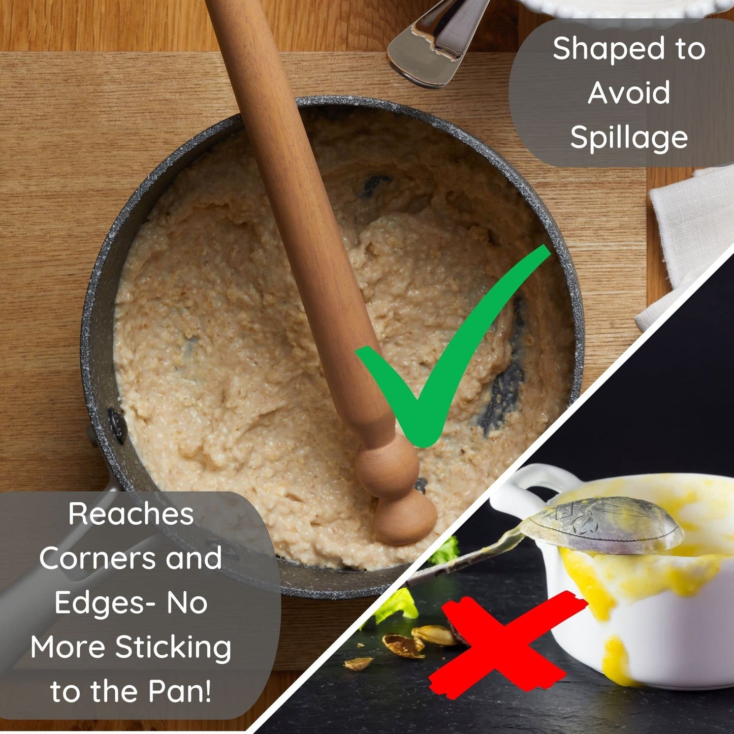 Muldale Scottish Porridge Spurtle – 11.5" Wooden Oatmeal Stirring Spoon