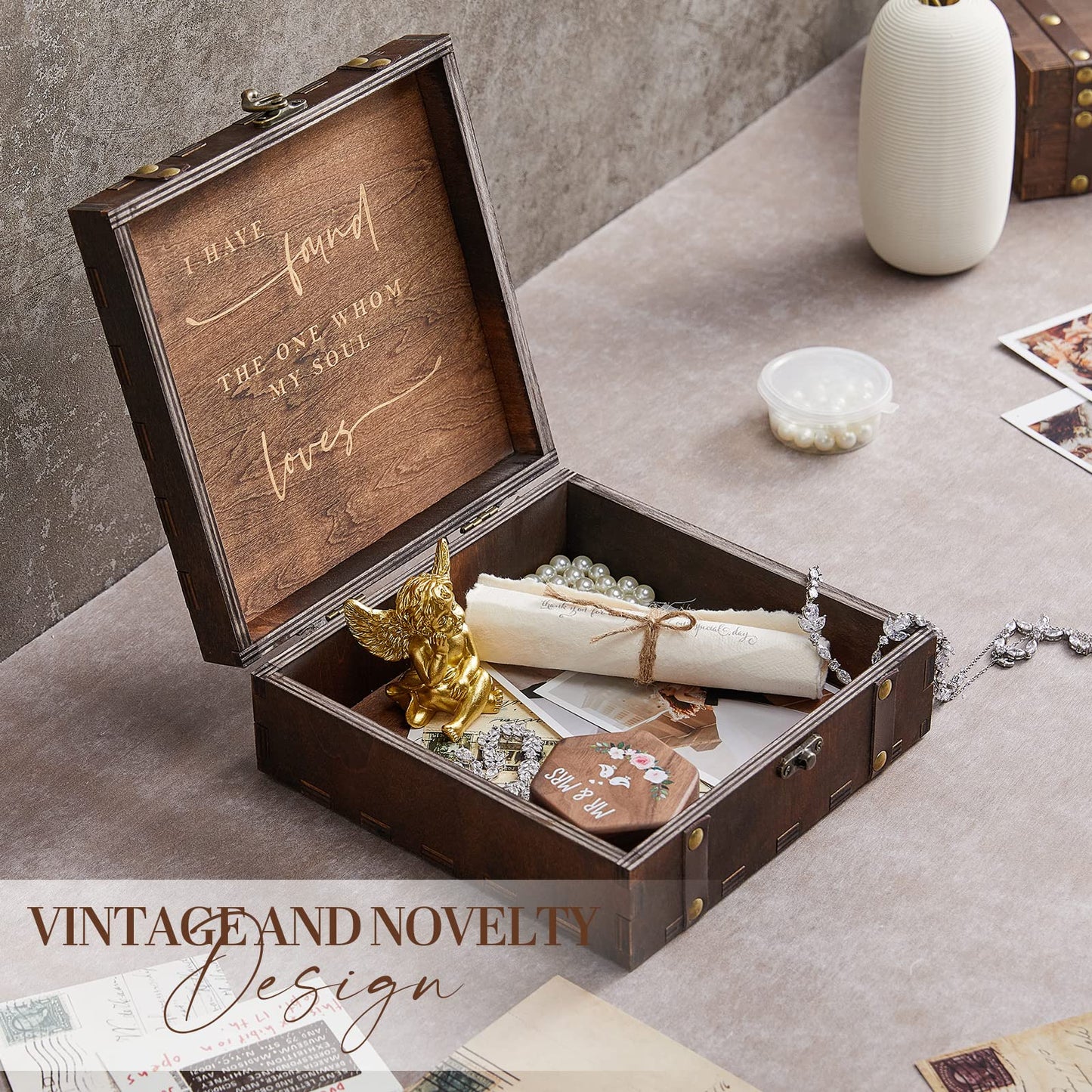 AW BRIDAL Bridal Shower Gifts Mr and Mrs Wedding Keepsake Box for Couples, Wooden Memory Boxes with Lids, Wedding Gifts for Couples 2026, Bachelorette Party Engagement Gift for Newlyweds