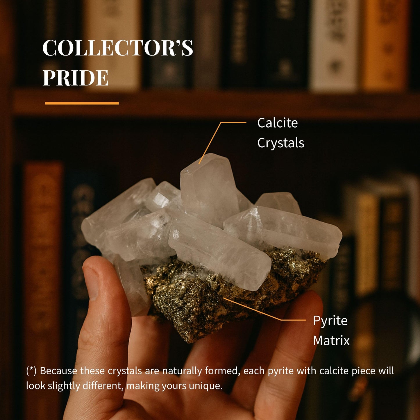 Natural Calcite Crystal from Peru - Authentic Energy Stone Specimen Formed with Several Crystals | Cluster, Druse or Twin Shapes | for Collection, Decoration or Gifting (11 to 12 Ounce)
