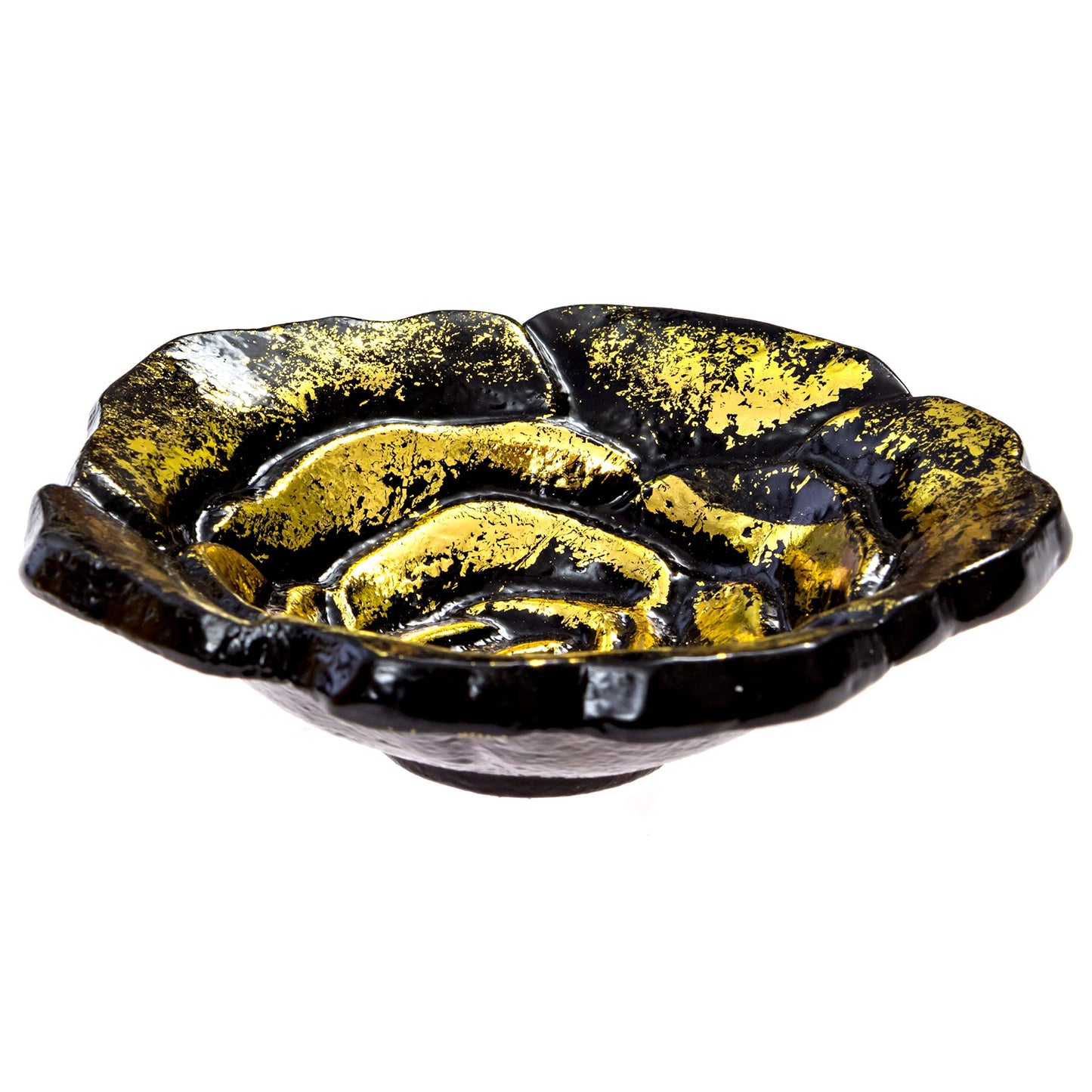 Black and Gold Rose Incense Holder - Hold Natural Incense Like White Sage Sticks, Palo Santo Sticks, Incense Cones or Jewelry, Keys, Knick-Knacks - Aluminum, 4" Wide