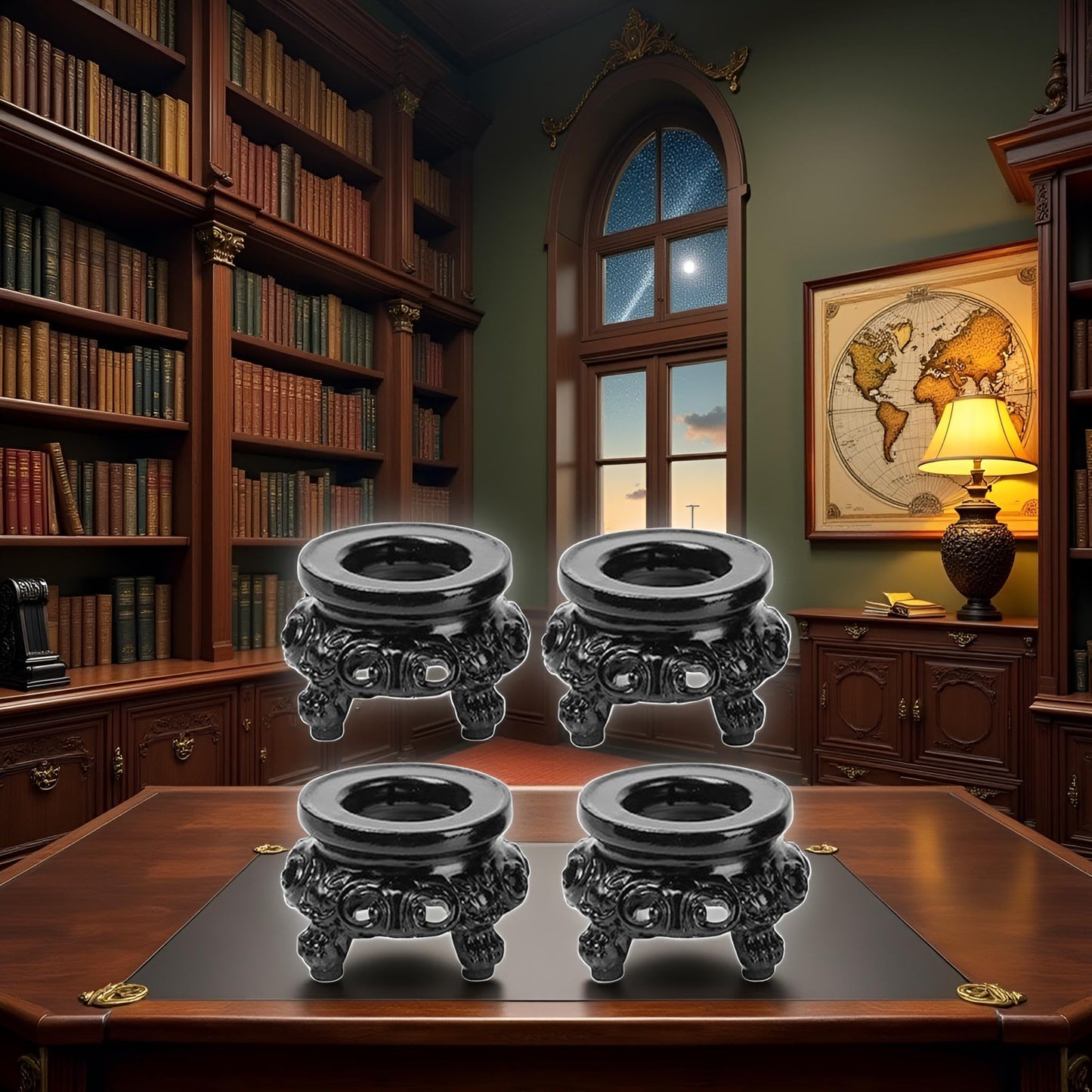 4Pcs Black Wooden Display Stand for Crystal Sphere Quartz Ball Holder Hollow Wood Stand Base for Crystal Ball Sphere Globe Stone Decoration Display Pedestals Display Stands Display Stands Home Decor
