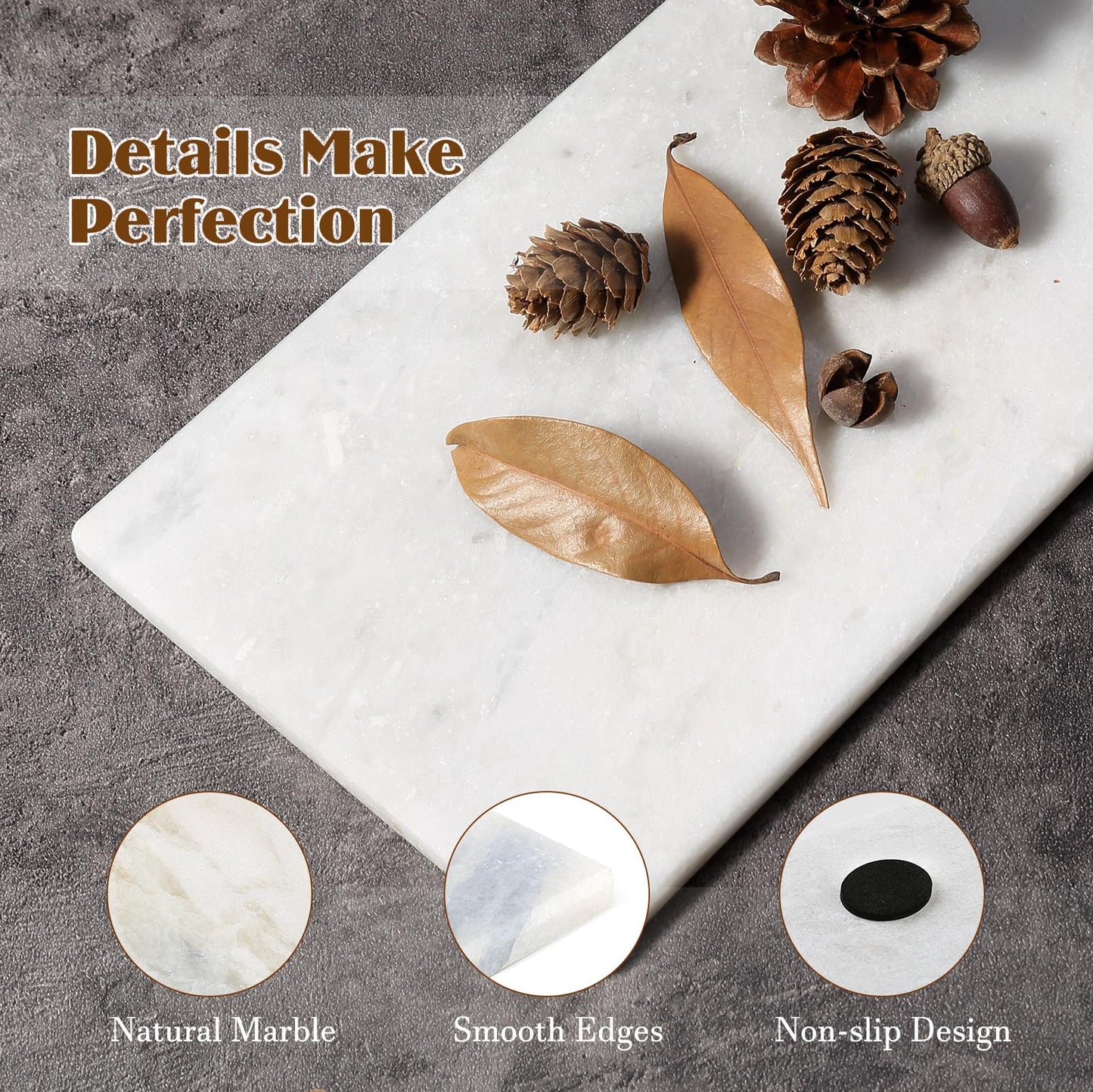 Erongoo Marble Tray 12"x6", Small Natural Marble Board, Stone Slab for Bathroom Kitchen Counter Sink, Rectangular Candle Plate, Perfume Jewelry Trays(Namib Fantasy)