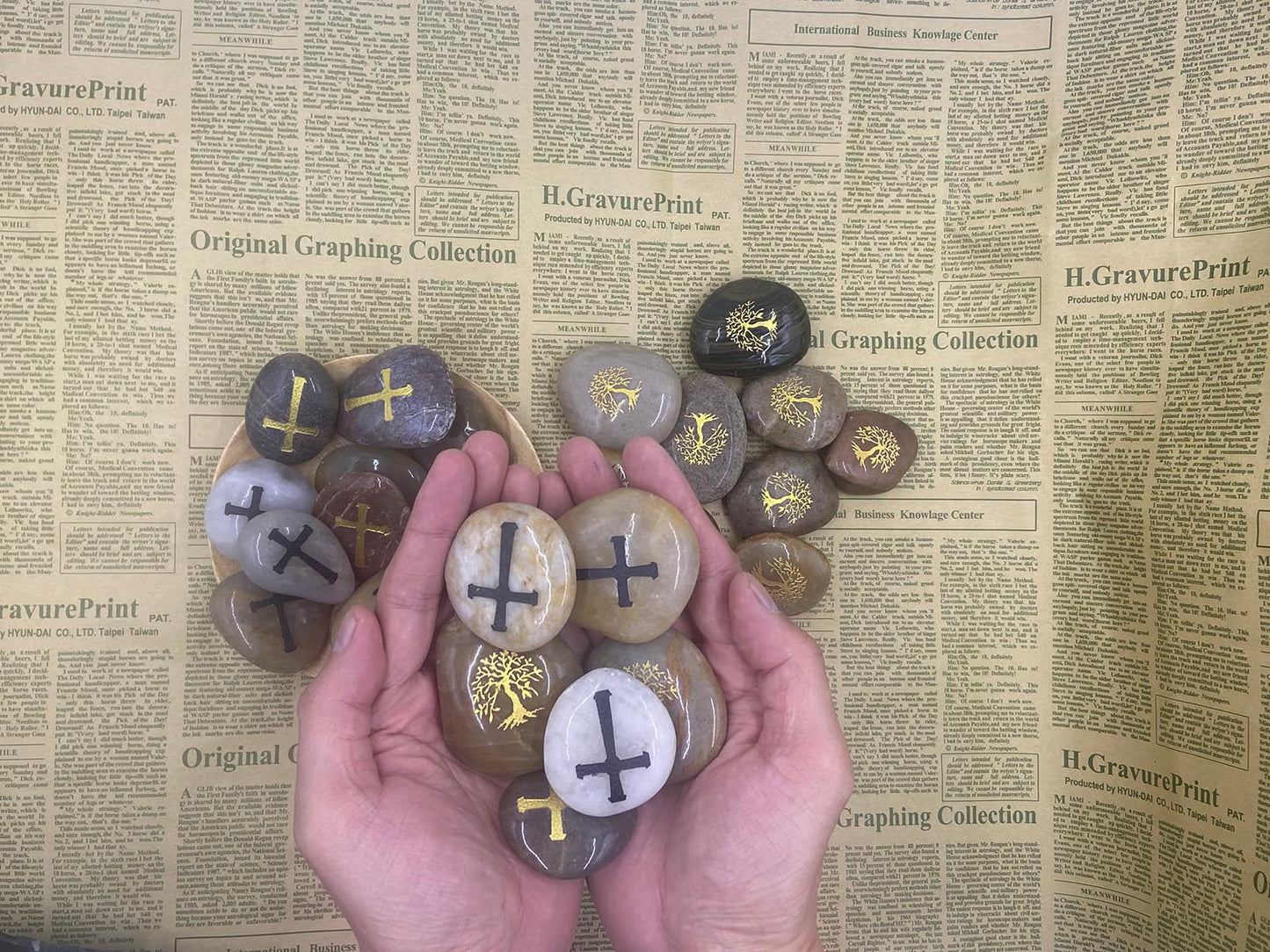 Majorhouse 52pcs Engraved Inspirational Stones,Pocket Words Stone River Rock,.Blessing Gifts Faith Stones,Encourage Stones for Family and Friends. Life Tree Cross