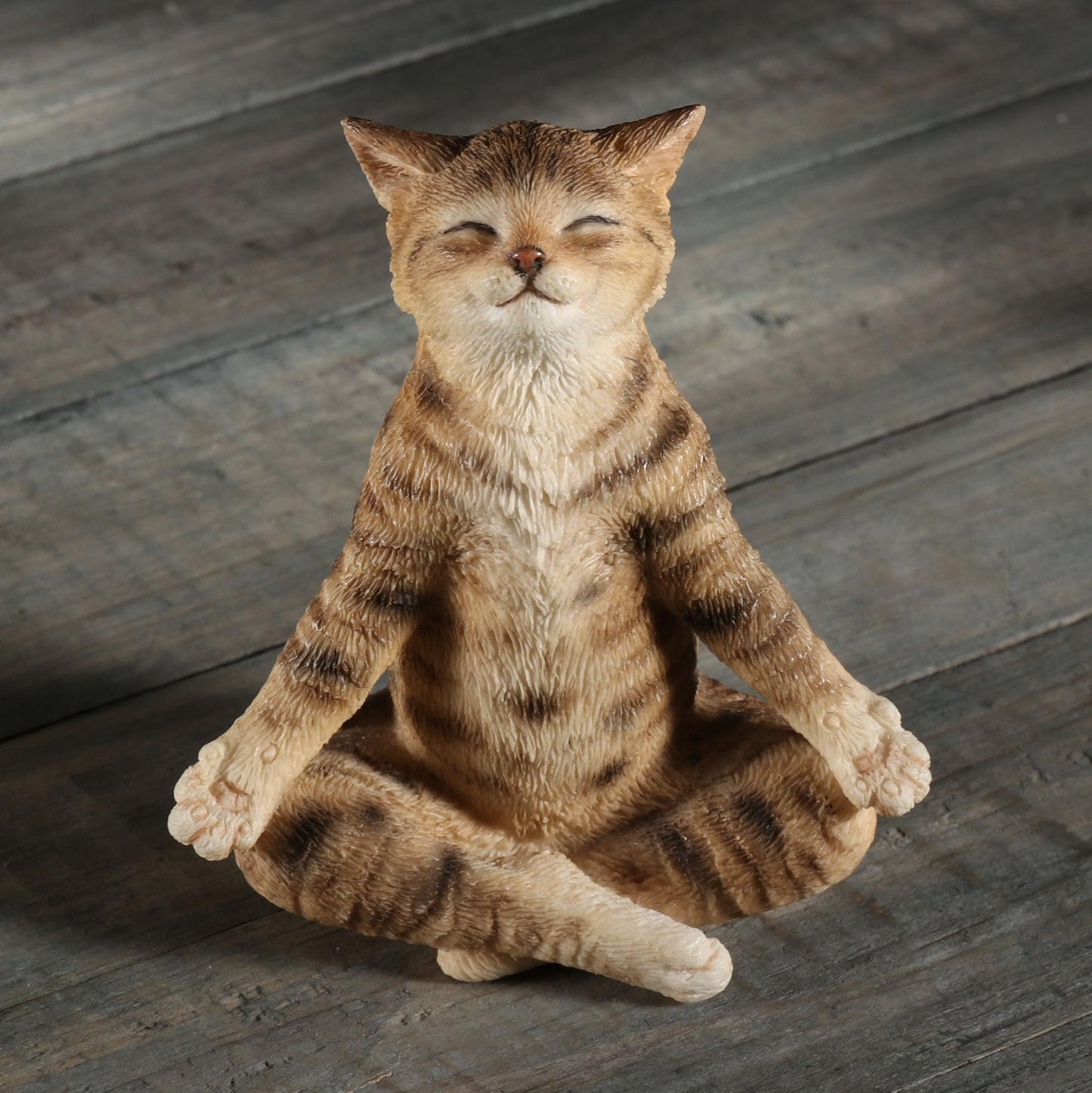 Veronese Design 3 3/8 Inch Brown Tabby Yoga Cat Lotus Pose Resin Animal Minature Figurine