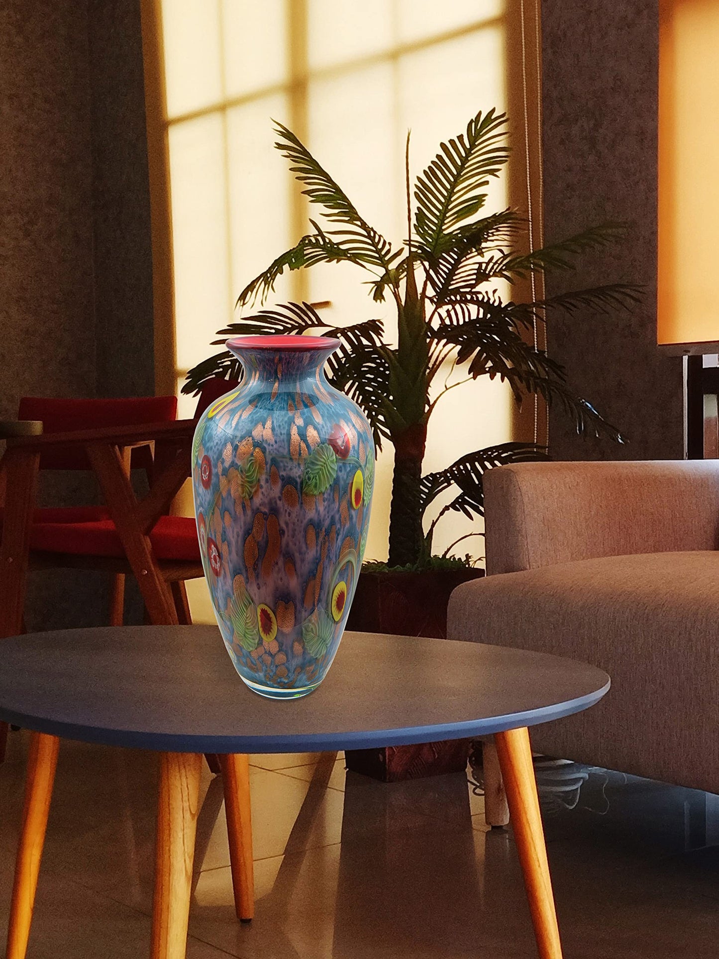 Dale Tiffany AV21009 Tesoro Hand Blown Art Glass Vase, Multicolor