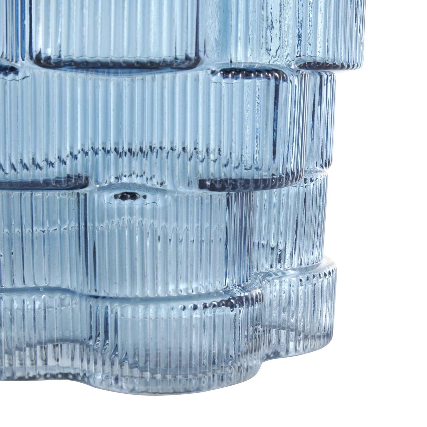Deco 79 Glass Decorative Vase Stacked Flower Shape Centerpiece Vases, Set of 2 Flower Vases for Home Decoration 12", 9" H, Blue