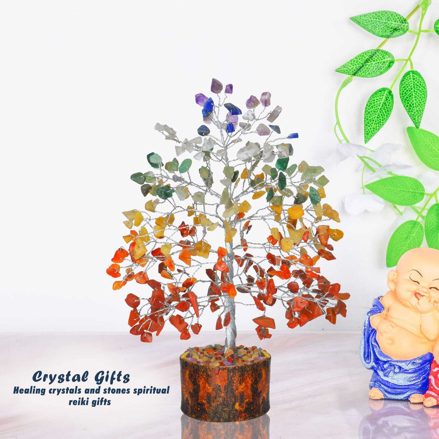 Chakra Tree - Crystal Tree for Positive Energy - Charkas Crystals - Spiritual Decor - Chakra Tree of Life Decor - Spiritual Things - Chakra Stones - Feng Shui Crystals and Stones