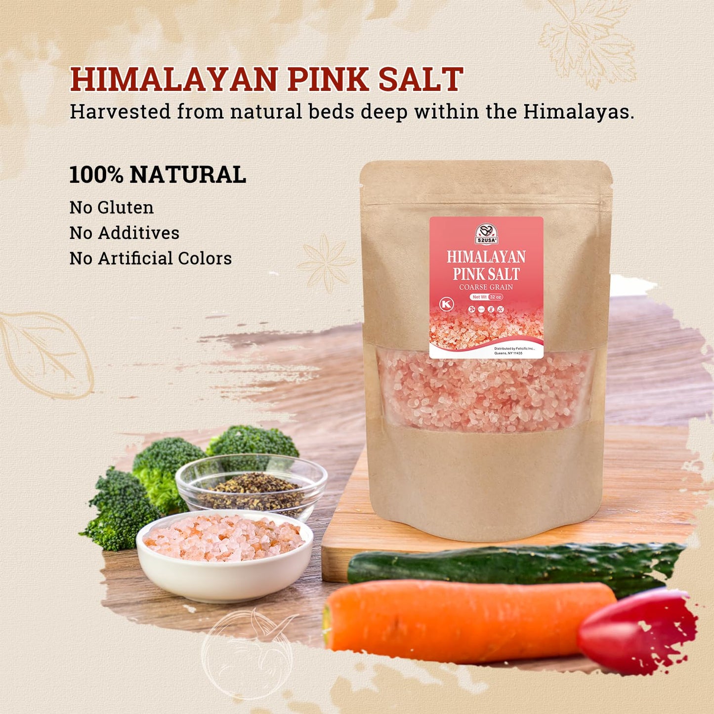 52USA Whole Black Peppercorns 12 oz + Himalayan Pink Salt (Coarse Grain) 2 lb - Salt and Pepper Grinder, Black Peppercorn Refil, Pink Himalayan Sea Salt, 2 Piece Set