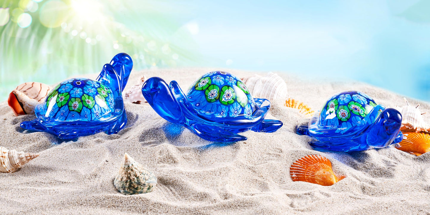EUSTUMA Hand Blown Glass Sea Turtle Figurine,Sea Animal Ornament for Home Decor,Sea Animals Collection for Birthday Gift,Glass Tortoise Sculpture