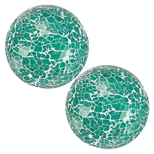 M METERXITY 2-Pack Decorative Ball for Bowls, 4 Inch Mosaic Glass Balls Decorative Glass Orbs for Home Decor/Dining Tables/Wedding Party/Coffee Table/Centerpiece Decor [Sky Blue]