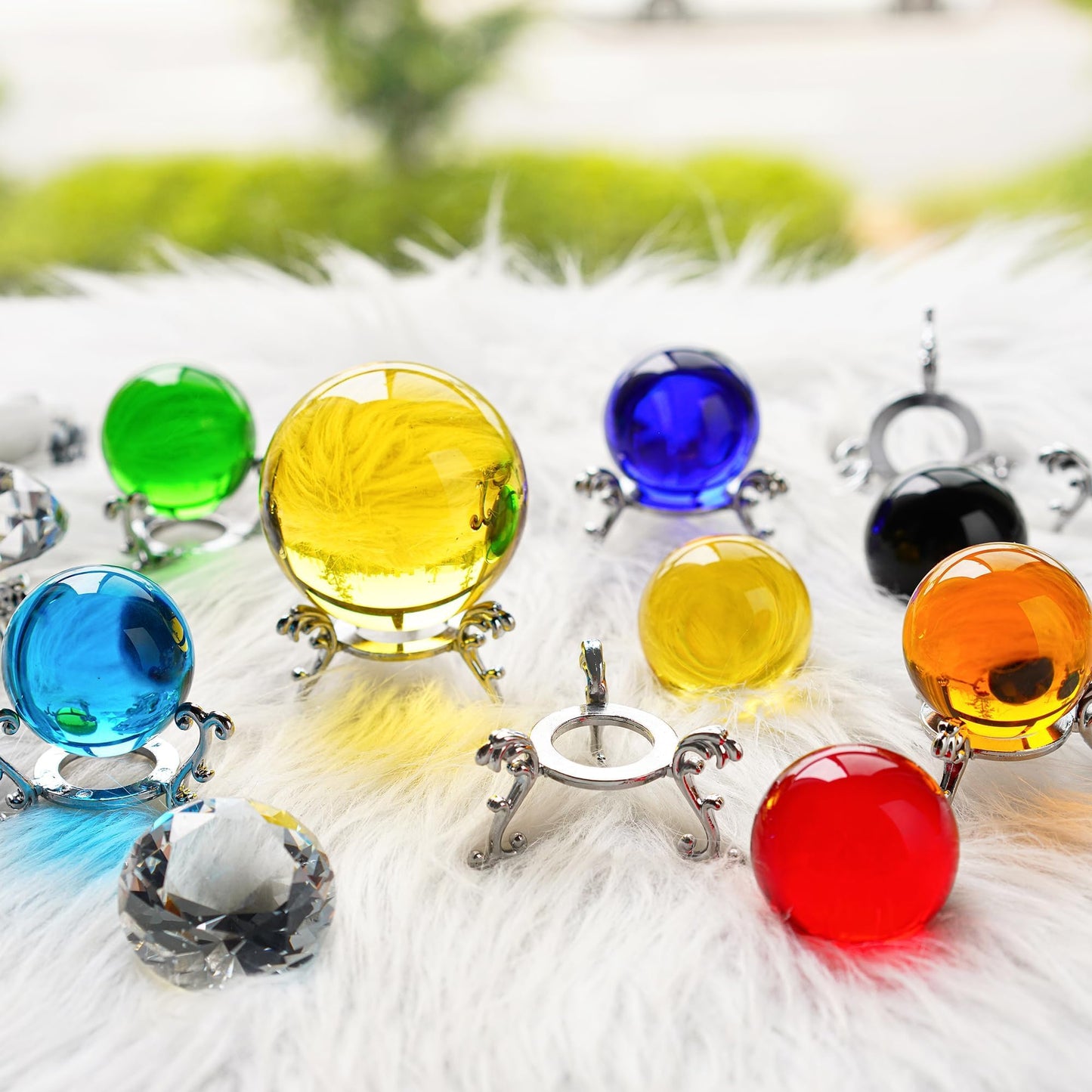 ZEERSHEE 10Pcs Silver Crystal Ball Base Display Stand Decorative Egg Stand Sphere Display Holder for Displaying 40-80mm Sphere,Globe,Balls,Egg