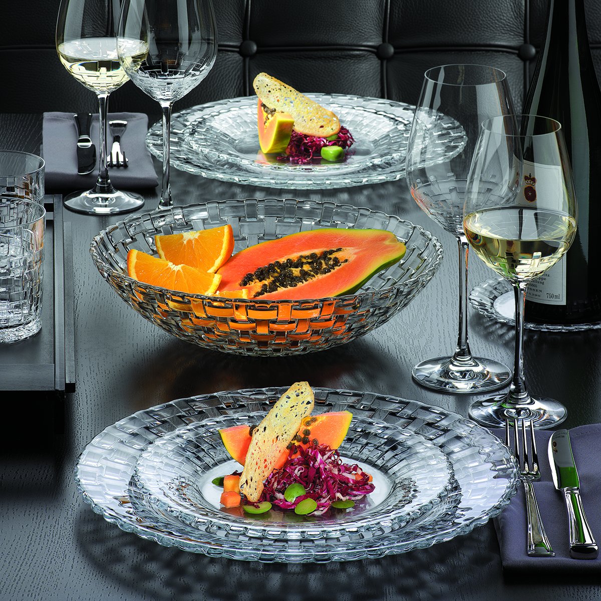 Nachtmann Bossa Nova Collection Crystal Bowl | 11 Inch Glass Serving Bowl for Salads, Fruit, and Home Décor | Made of Clear Crystal Glass | Dishwasher Safe