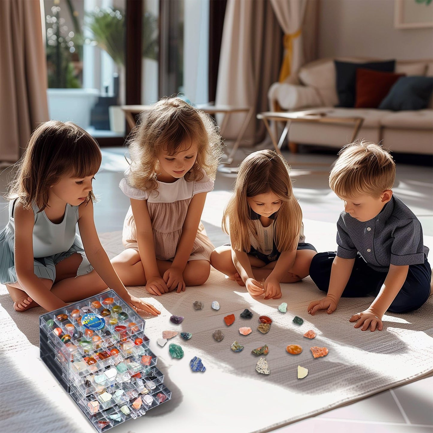 Crystal Rock Collection Display Case - Display Shelf for Collectibles - Rock Collections Box for Kids - Rock Collection Storage - Rock Collections Box for Kids 5 Layers