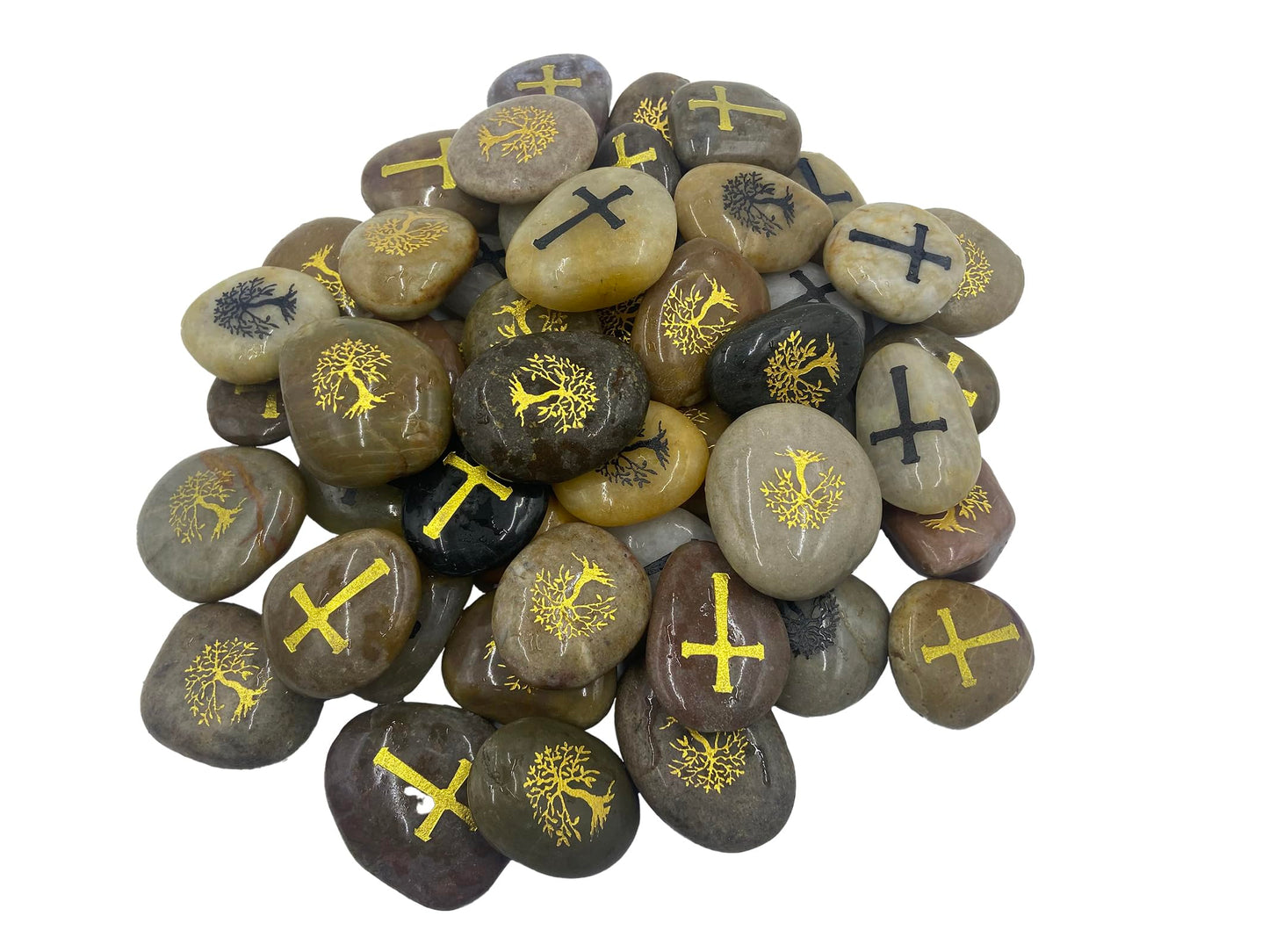 Majorhouse 52pcs Engraved Inspirational Stones,Pocket Words Stone River Rock,.Blessing Gifts Faith Stones,Encourage Stones for Family and Friends. Life Tree Cross