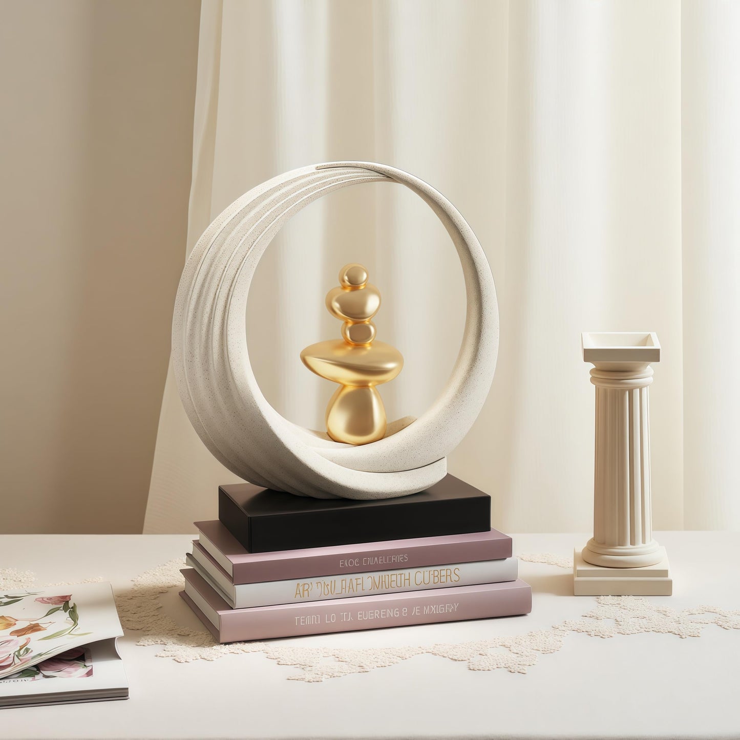 XGZY Feng Shui Wealth Statue, Lucky Circular Decorations,Decor for Attracting Wealth Spiritual Decor, for Living Room, Office, Shelves