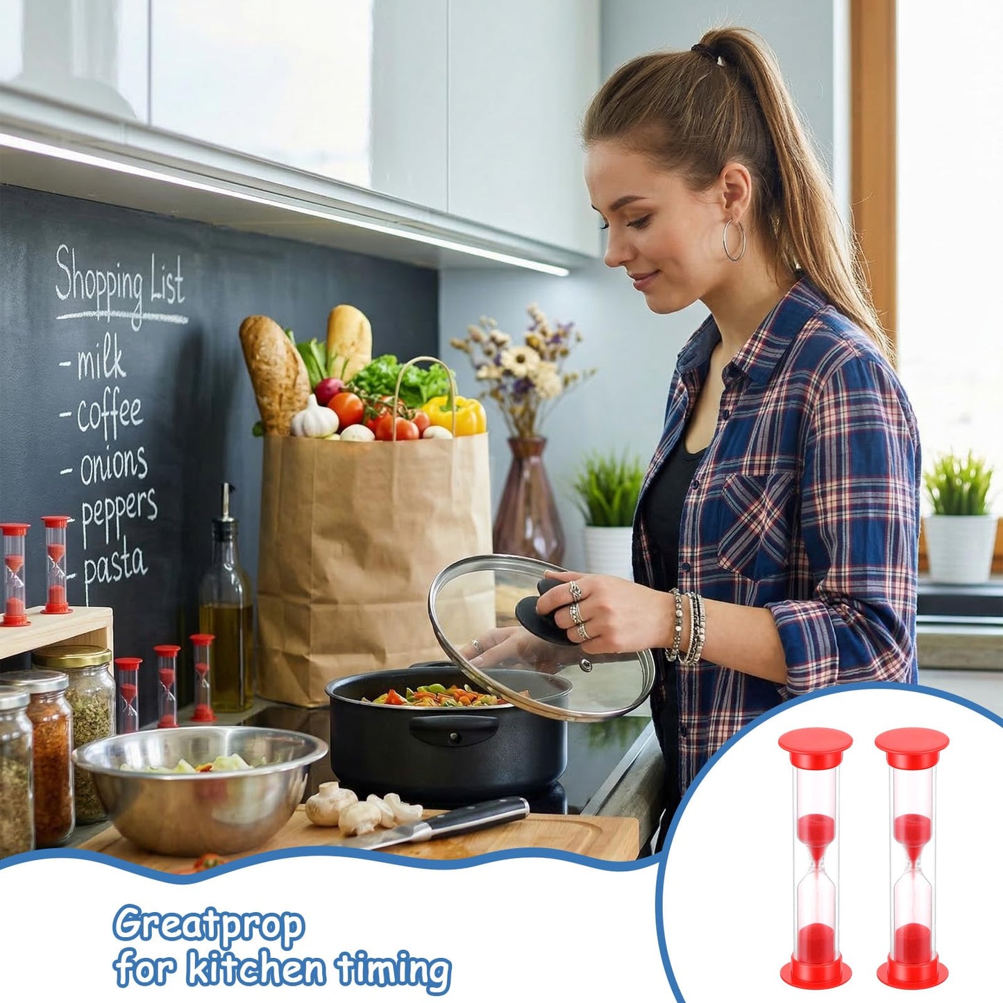 48 Pcs 1 Minute Sand Timer Bulk Pack - Red Hourglass Plastic Sandglass Clock for Games, Kitchen, Office, Home & Time Management Tasks