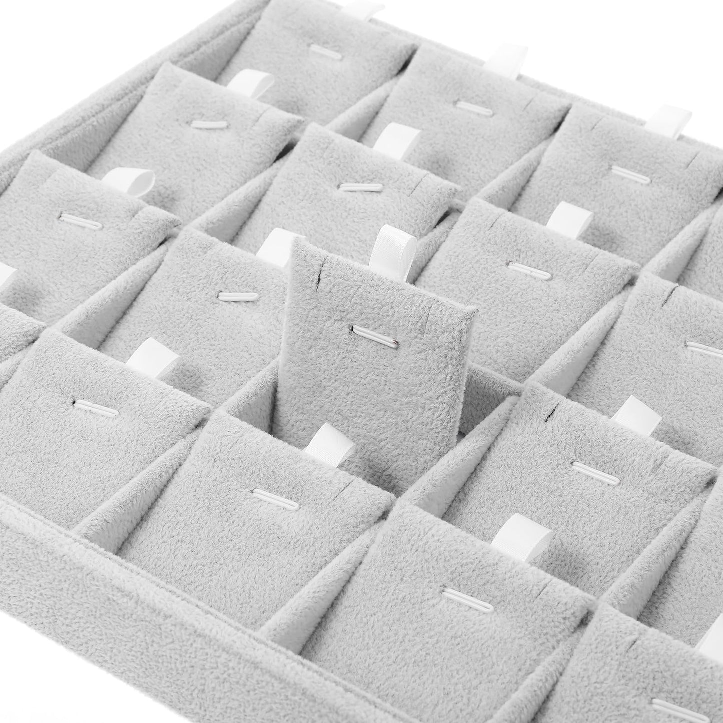 mekueeex 2PC Gray Ice Velvet Stackable Jewelry Display Tray Organizer with Removable Dividers, Multi-Compartment Storage Box for Earrings Necklaces Bracelets Rings Showcase - 13.8x9.5x1.2inch