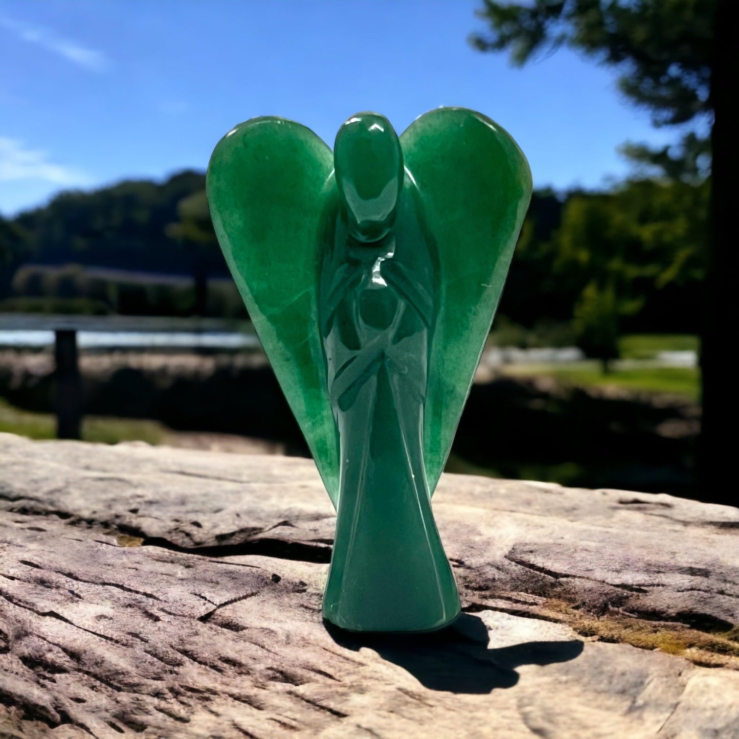 ANAYA AGATE Green Jade Guardian Angel Statue – 2 Inch Natural Hand-Carved Crystal Angel Figurine for Luck, Prosperity & Positive Energy – Healing Stone for Women, Home & Office Decor