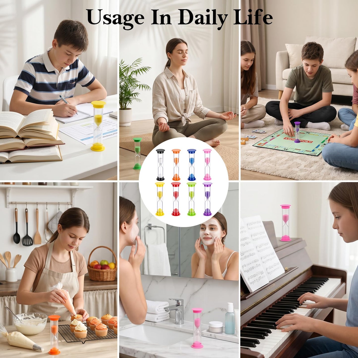 MySHUCE 48 Pcs 2 Minute Sand Timer, Mini Colorful Hourglasses Clock 2 Minute Small Plastic Sand Watch Toothbrush Timer Sandglass for Classroom Teeth Brushing Kitchen Games Office School(Colorful)