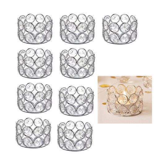 Pack of 20 Silver Crystal Tealight Candleholders - Candlestick Bowls Tea Lamp Candle Holders, Votive Candlestick Holders for Table Centerpieces, Diwali Decorations for Wedding Holiday Party Home Decor