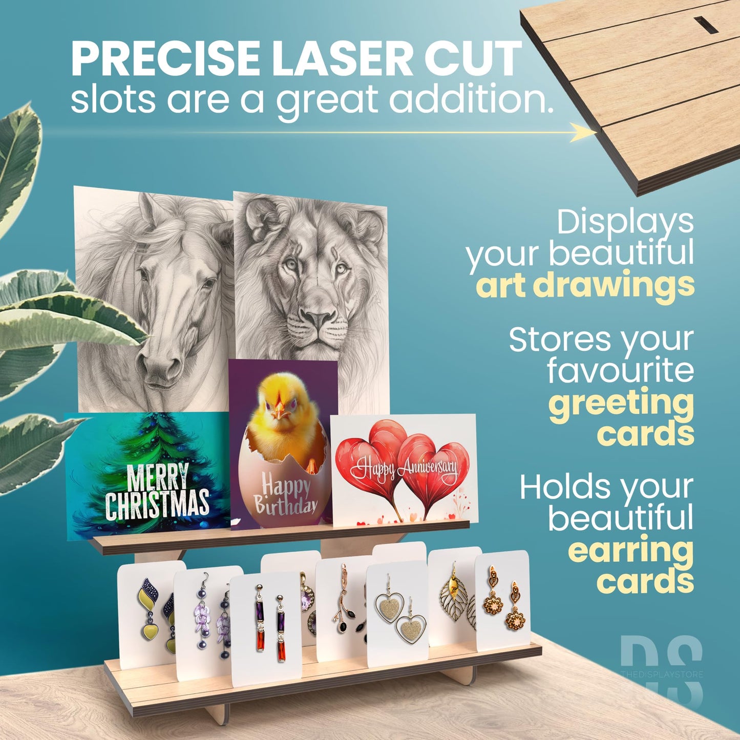 Straight Natural Wooden Tiered Display Stand, Portable Products Display Shelf, Jewelry Display, Card Display Rack, Display Risers, Altar Shelf, Display Stand for Vendor Events, Retail, Craft Shows