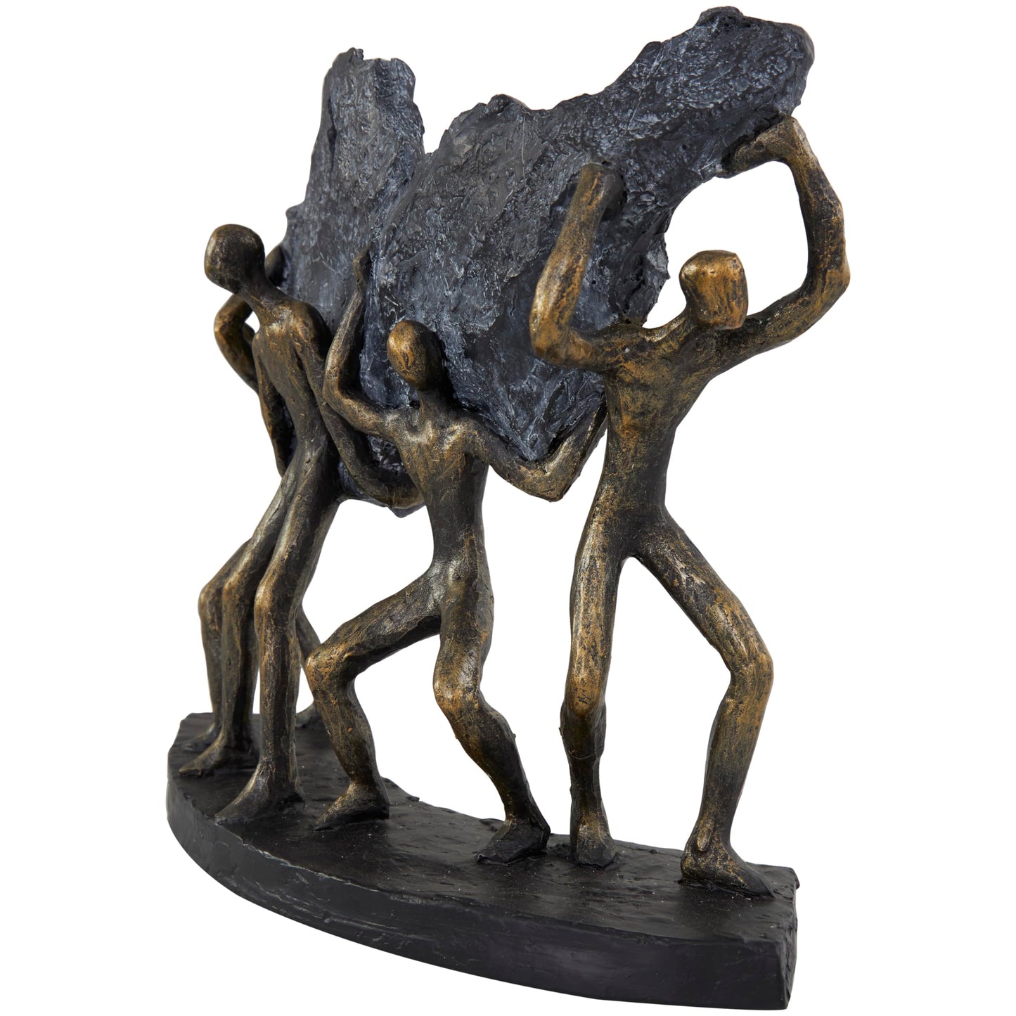 Deco 79 Polystone People Decorative Sculpture Carrying Stone Home Decor Statue, Accent Figurine 13" x 5" x 11", Bronze