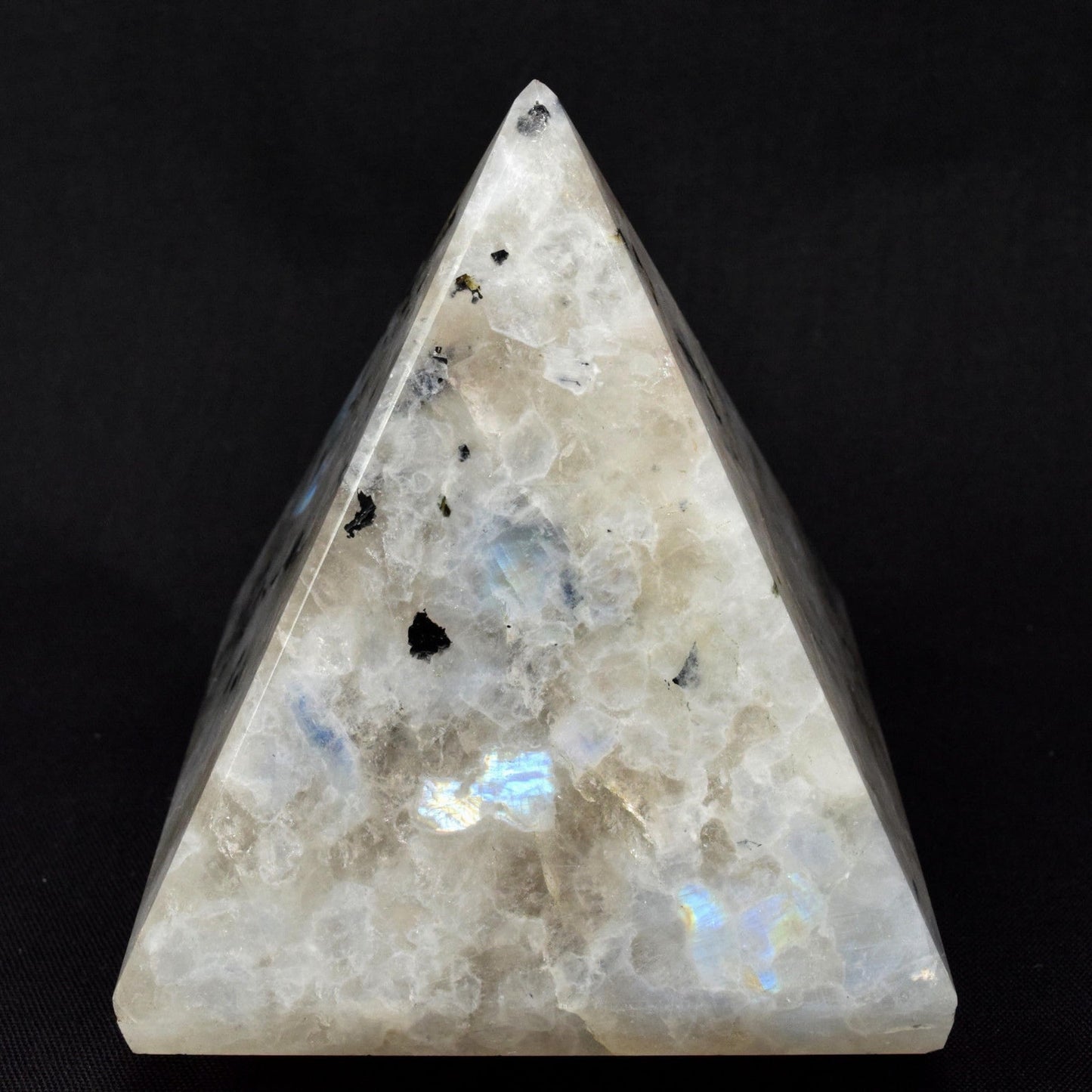 AWAKEN YOUR KUNDALINI Rainbow Moonstone Pyramid – 2 Inch Crystal, Pisces Birthstone, Crown Chakra
