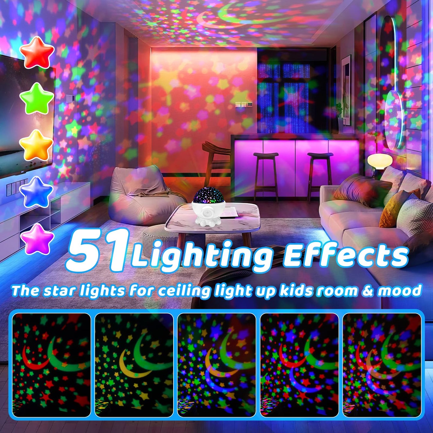 Cute Octopus Night Light Projector,17 Light Modes Ocean Star Projector with 360° Rotation, 3 Projection Films and 9 Lullaby Songs,Night Lamp with Remote and Timer, Gifts for Family and Friends (White)