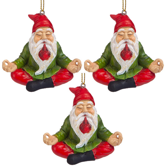 Zen Gnome Holiday Ornament: Set of 3